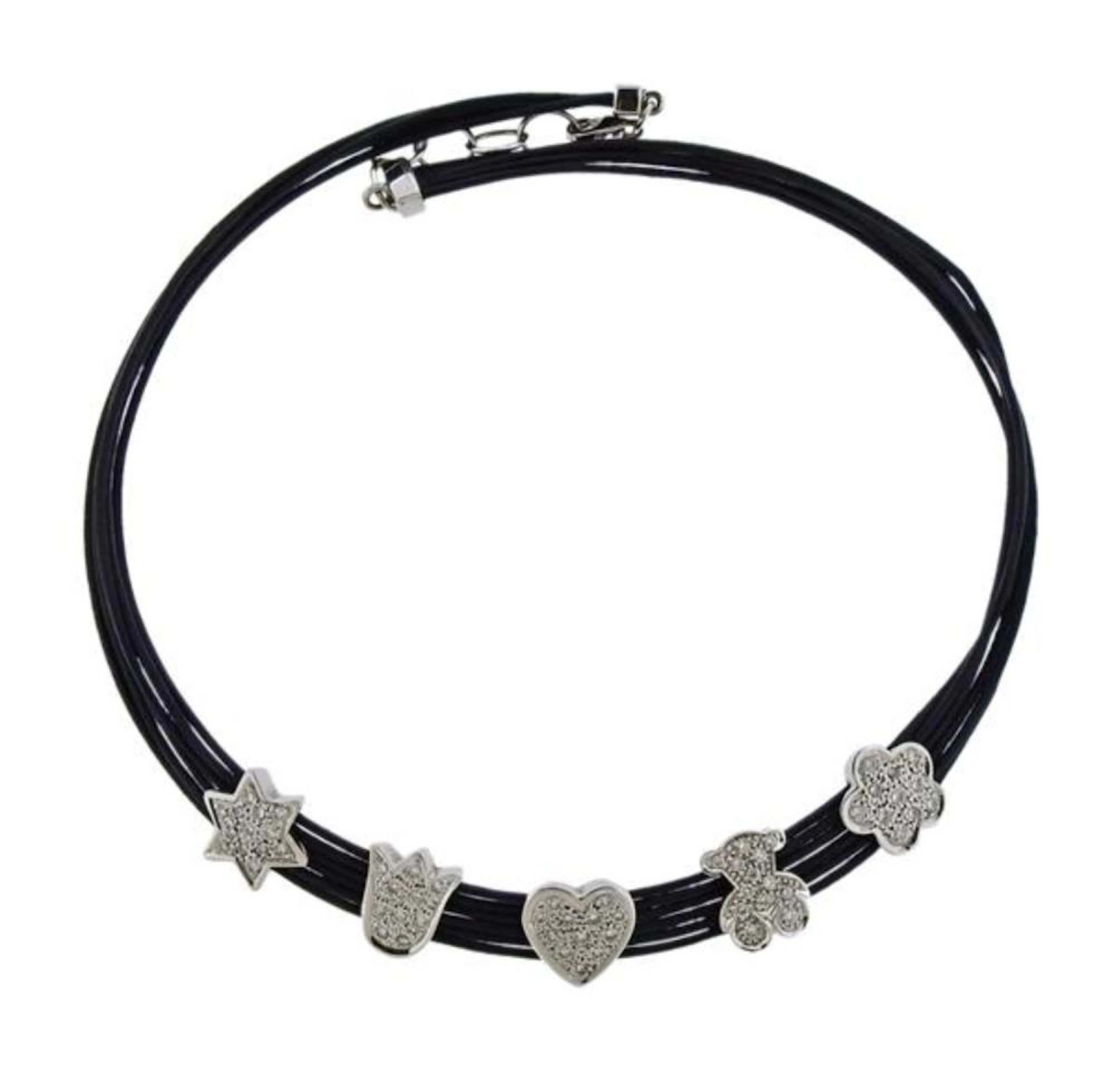 Tous 18K Gold Diamond Cord Choker Necklace