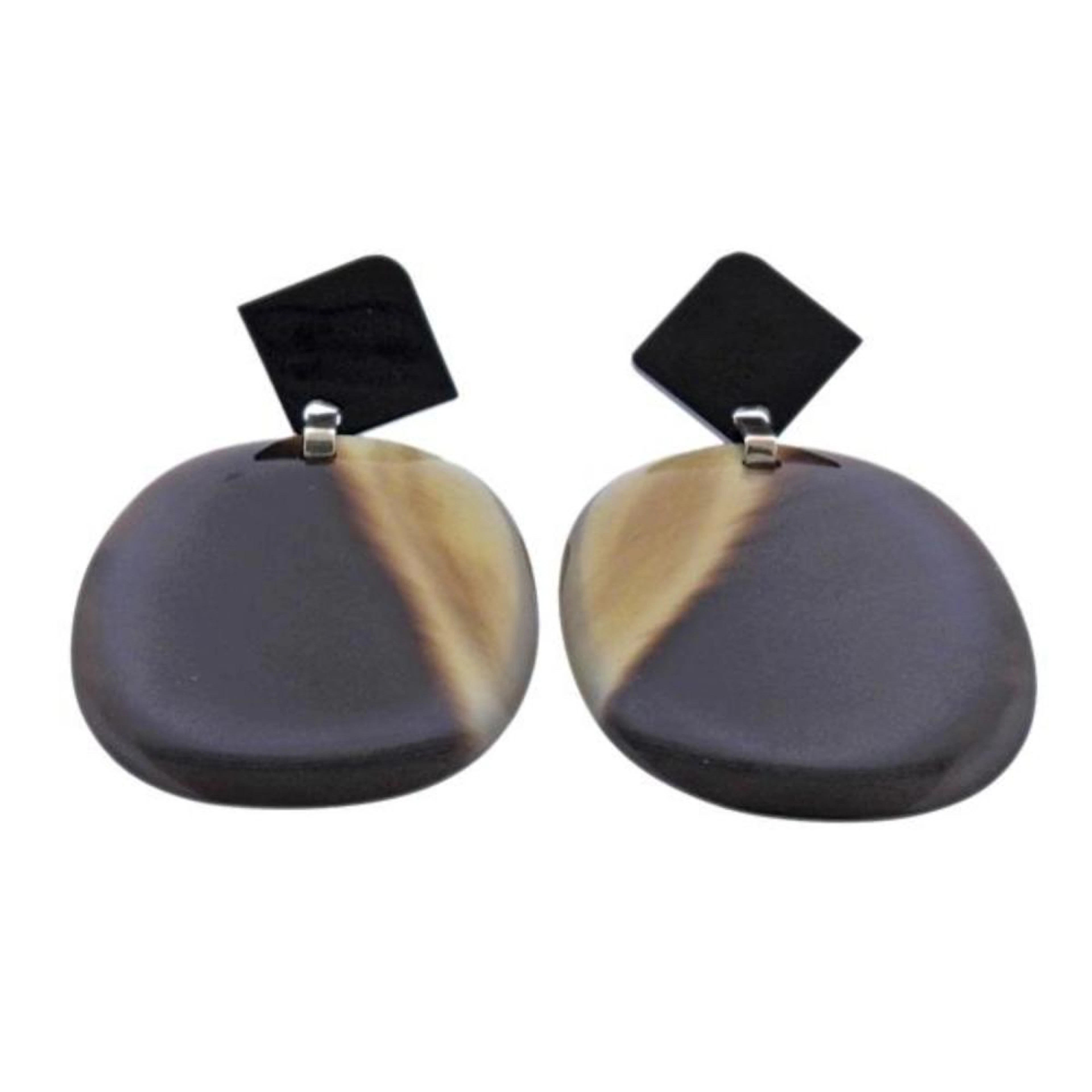 Hermes Sterling Silver Horn Earrings