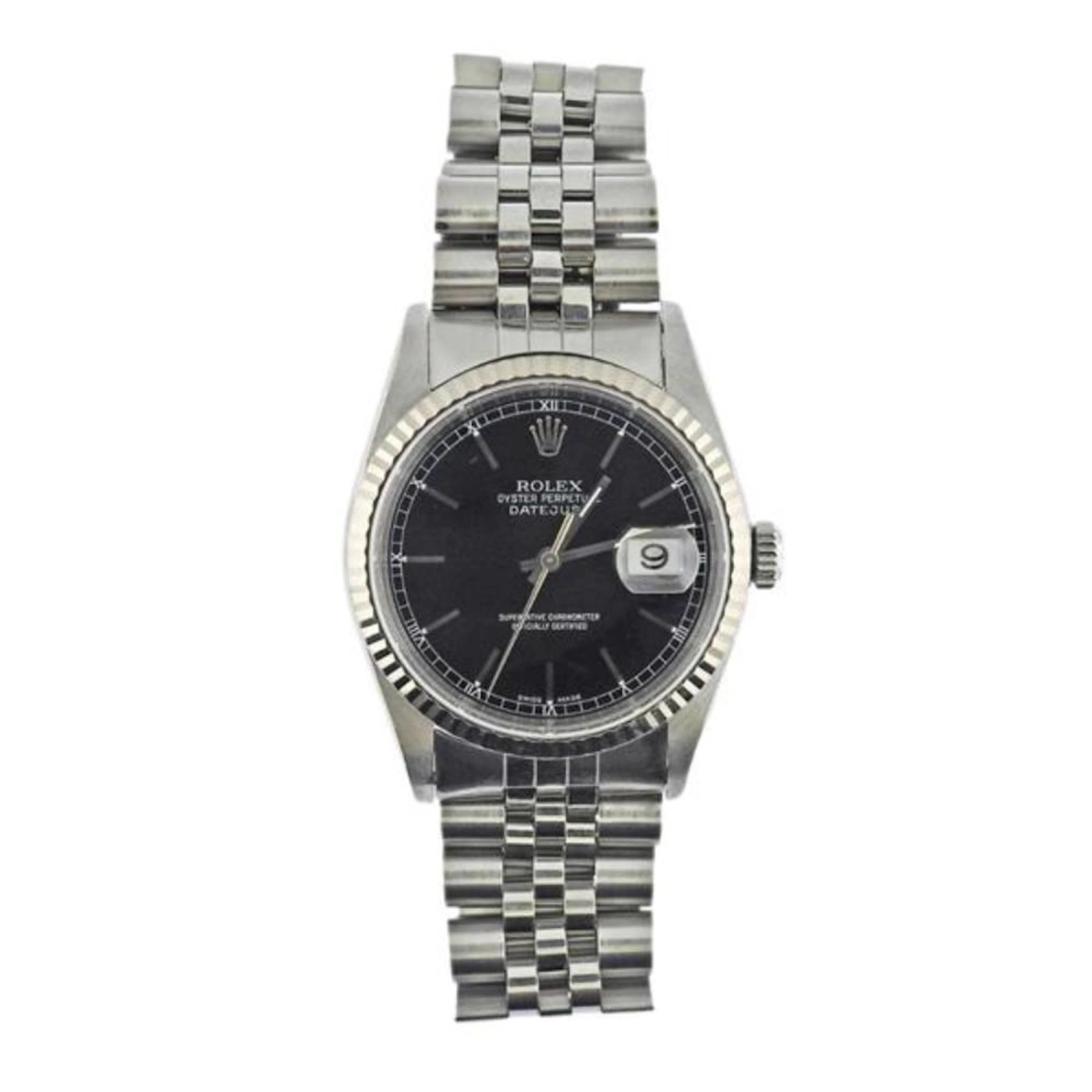 Rolex Datejust Stainless Steel Black Dial Men's Watch 16234