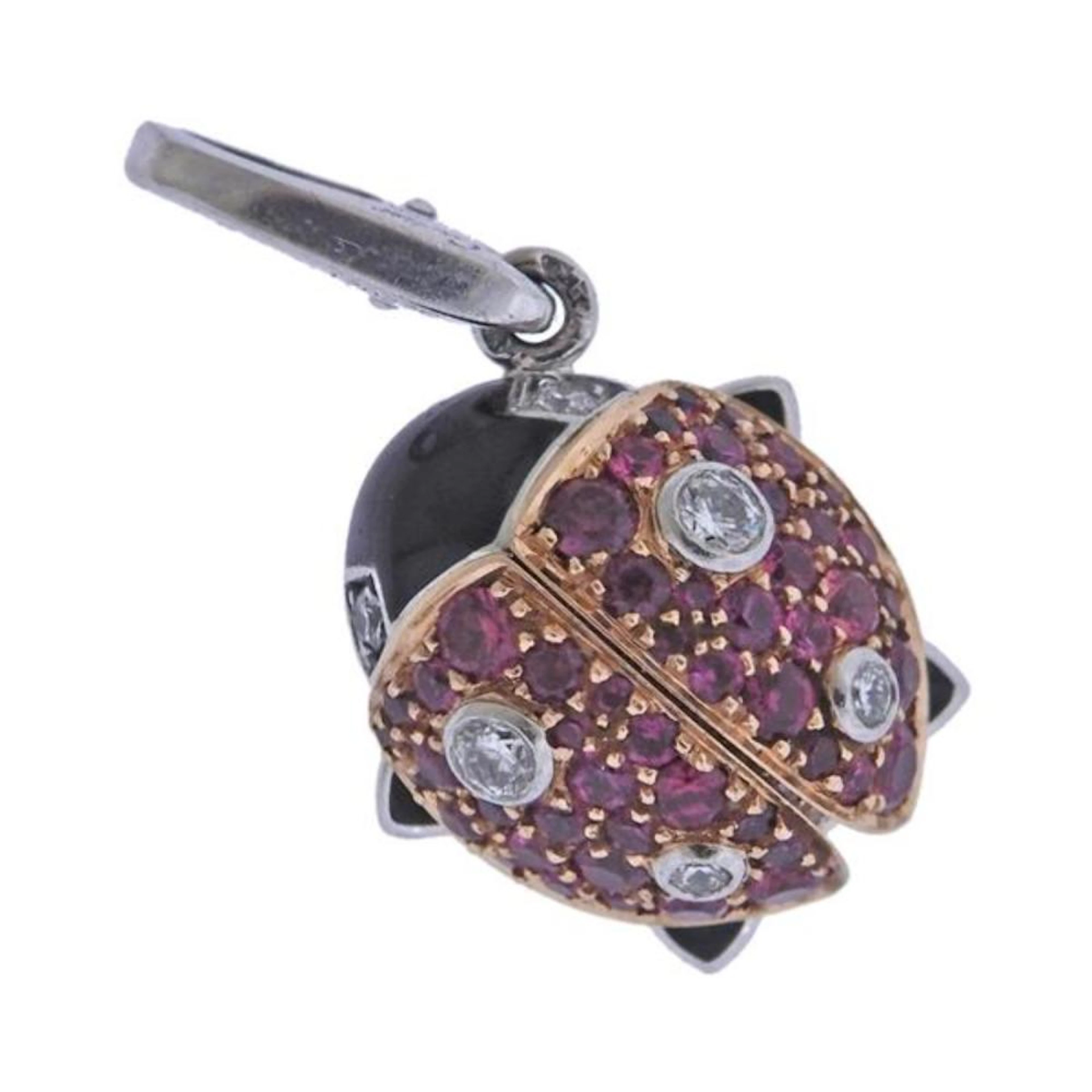 Cartier 18K Gold Diamond Ruby Enamel Ladybug Charm