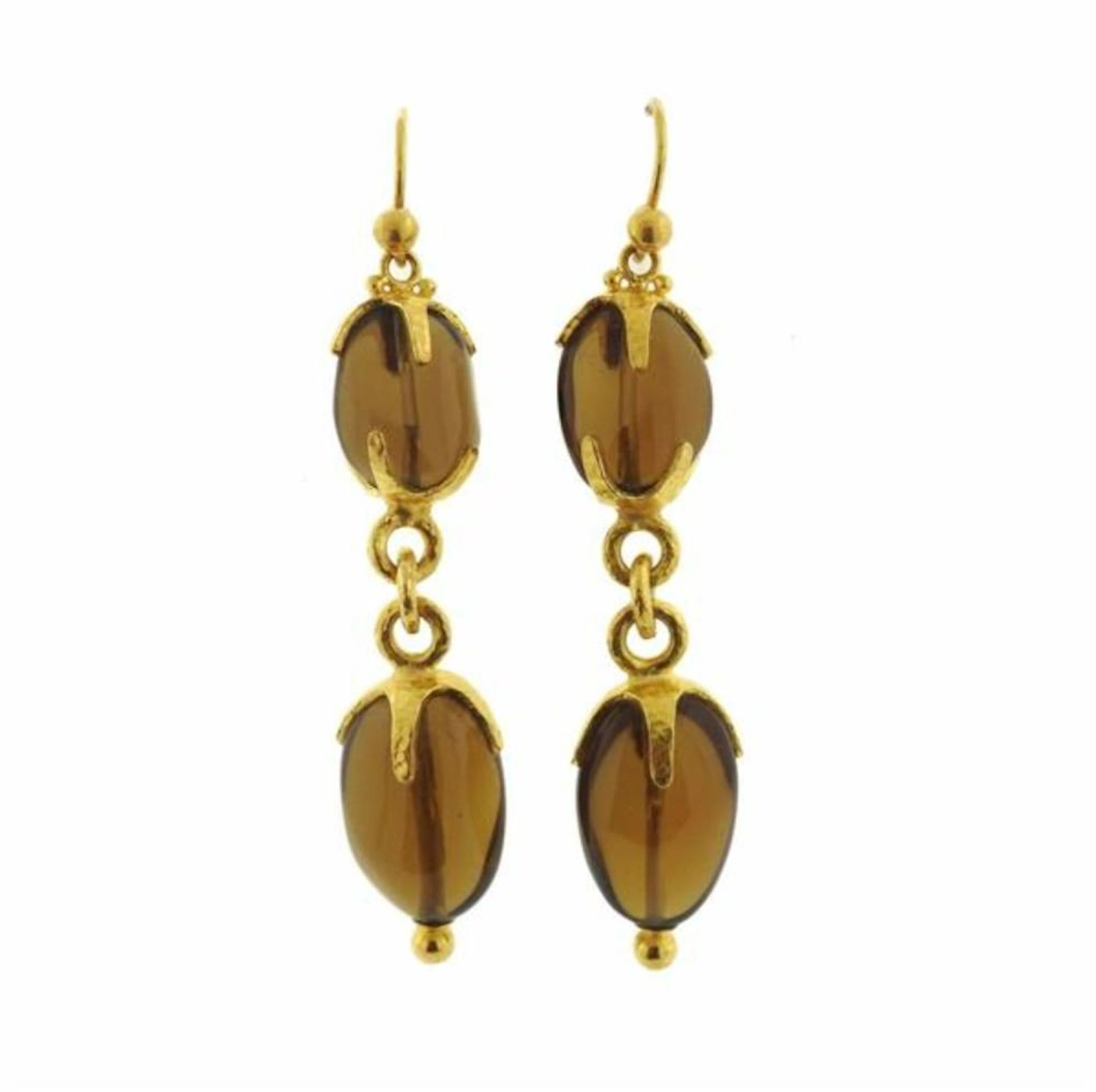 Gurhan 24K Gold Cognac Citrine Drop Earrings