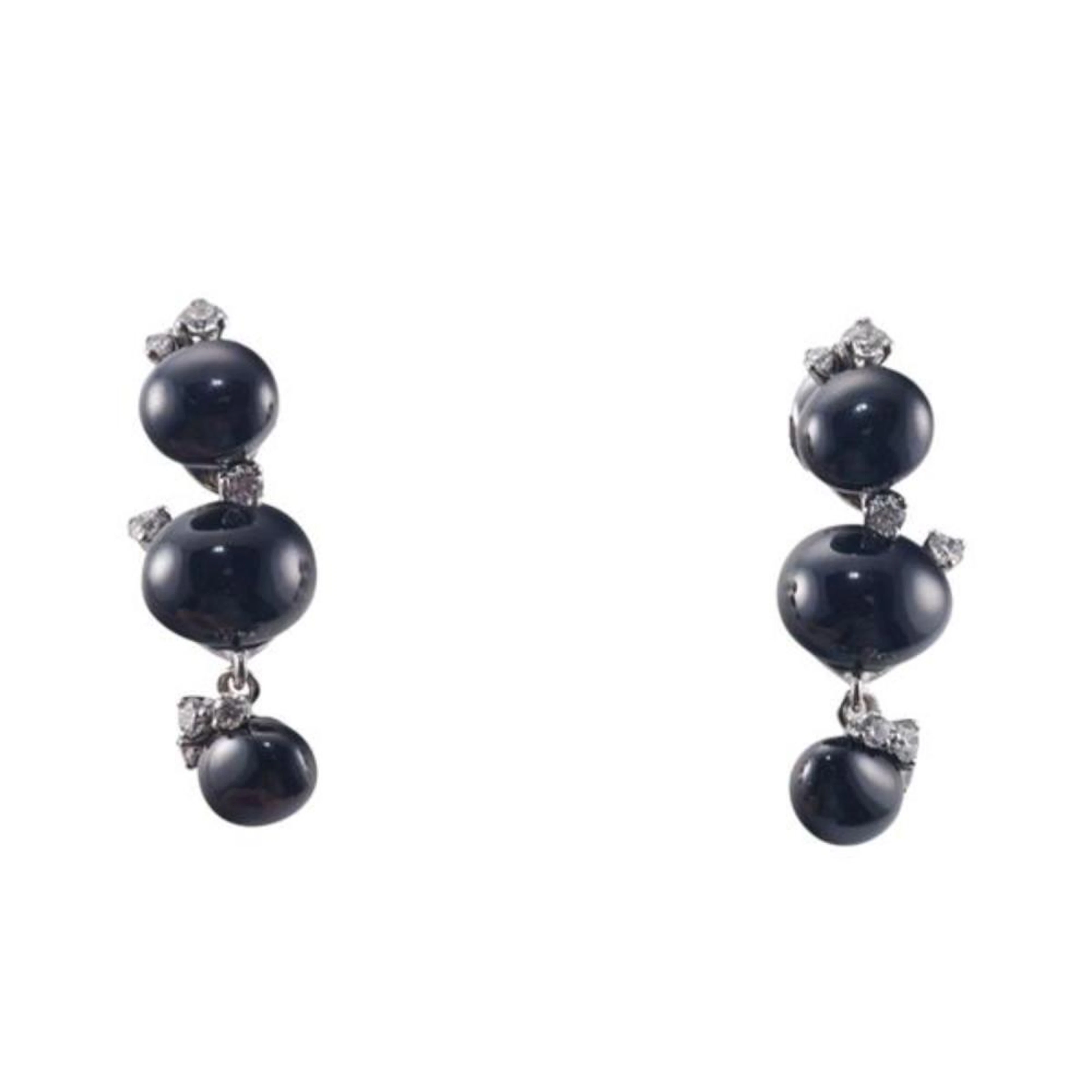Pomellato Capri 18k Gold Diamond Ceramic Drop Earrings