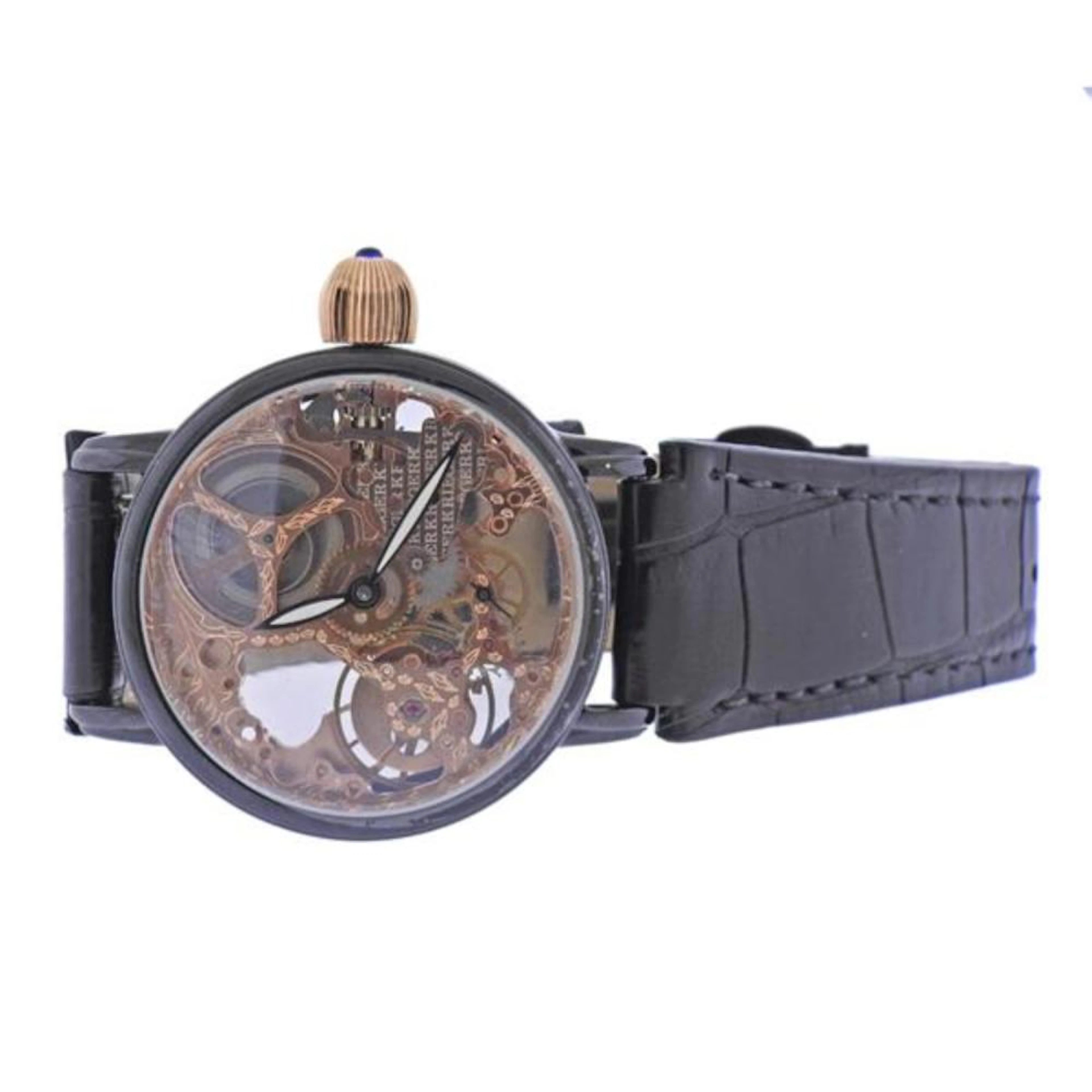 Krieger Blackened Steel Skeleton Automatic Watch 7007P