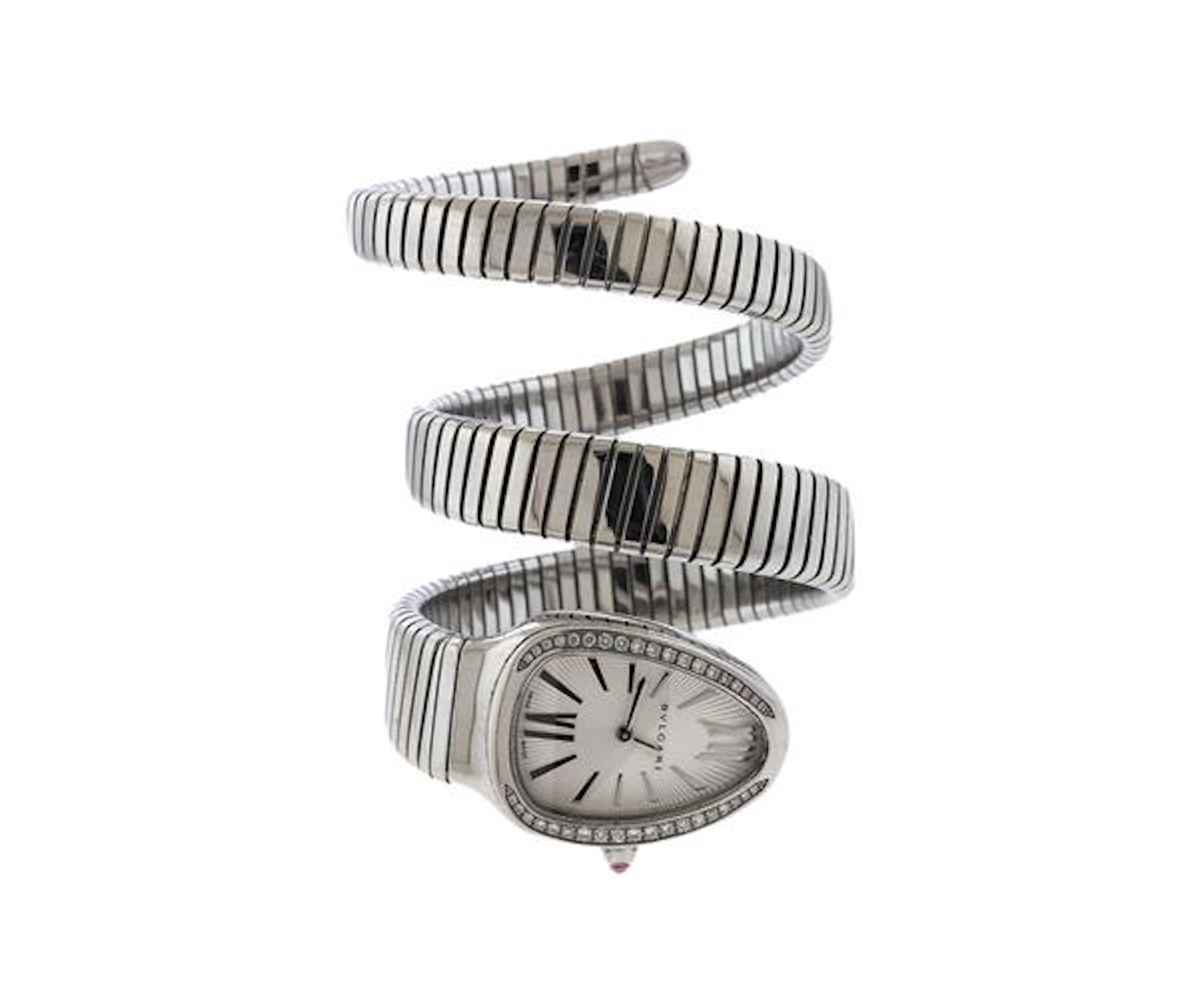 Bvlgari Bulgari Serpenti Steel Diamond Wrap Watch SP35S