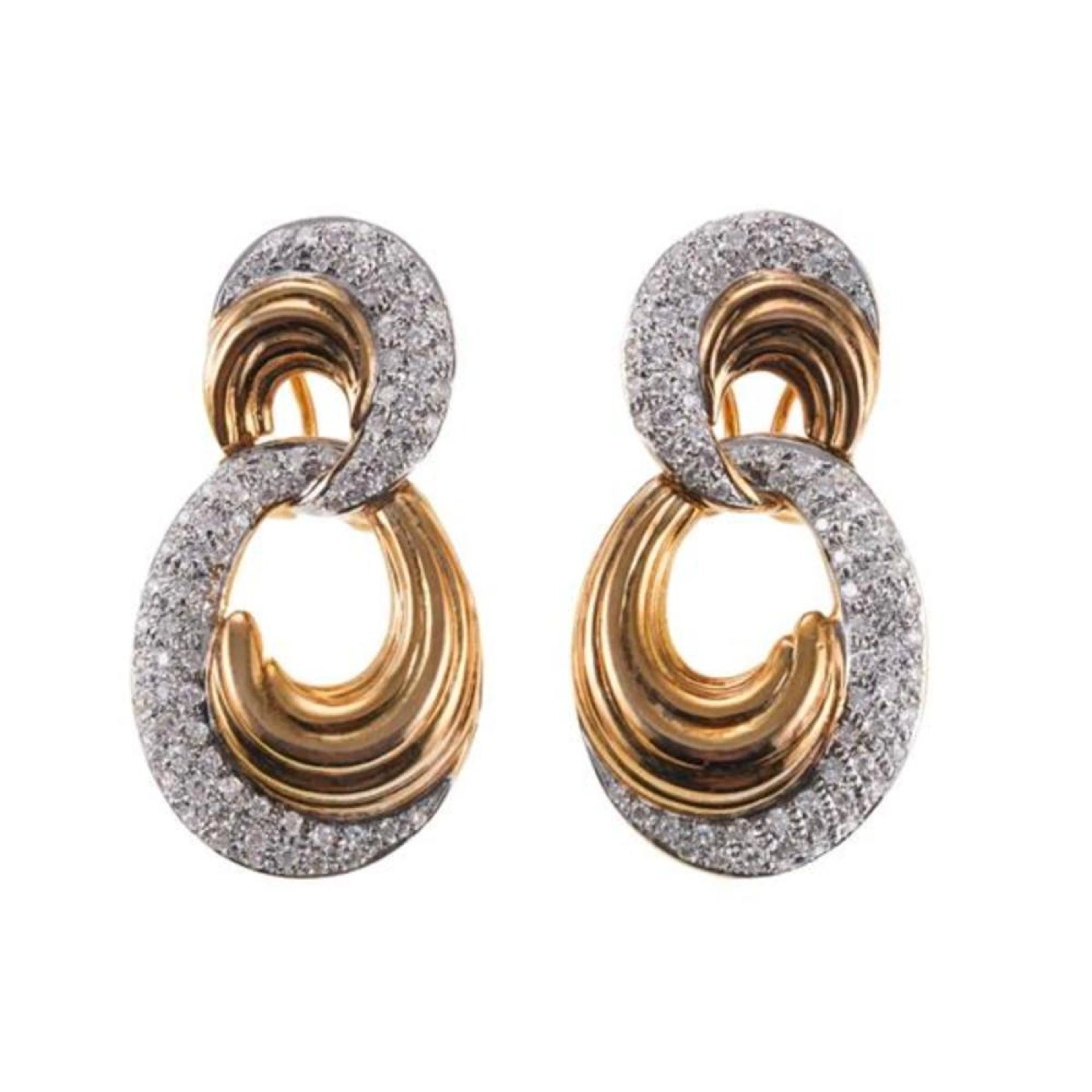 14k Gold Diamond Large Drop Earrings