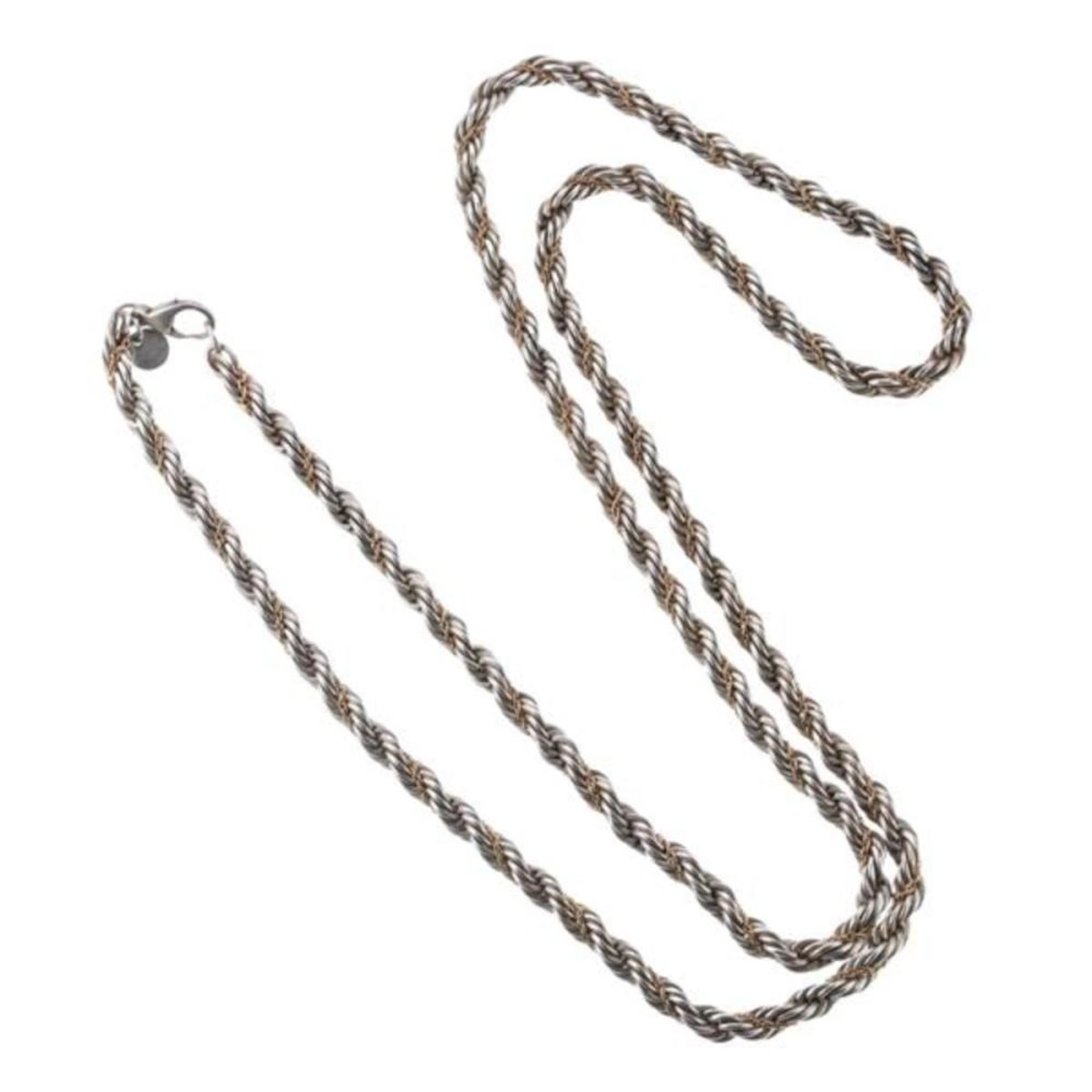 Tiffany & Co Sterling Silver Gold Twist Rope Chain Necklace