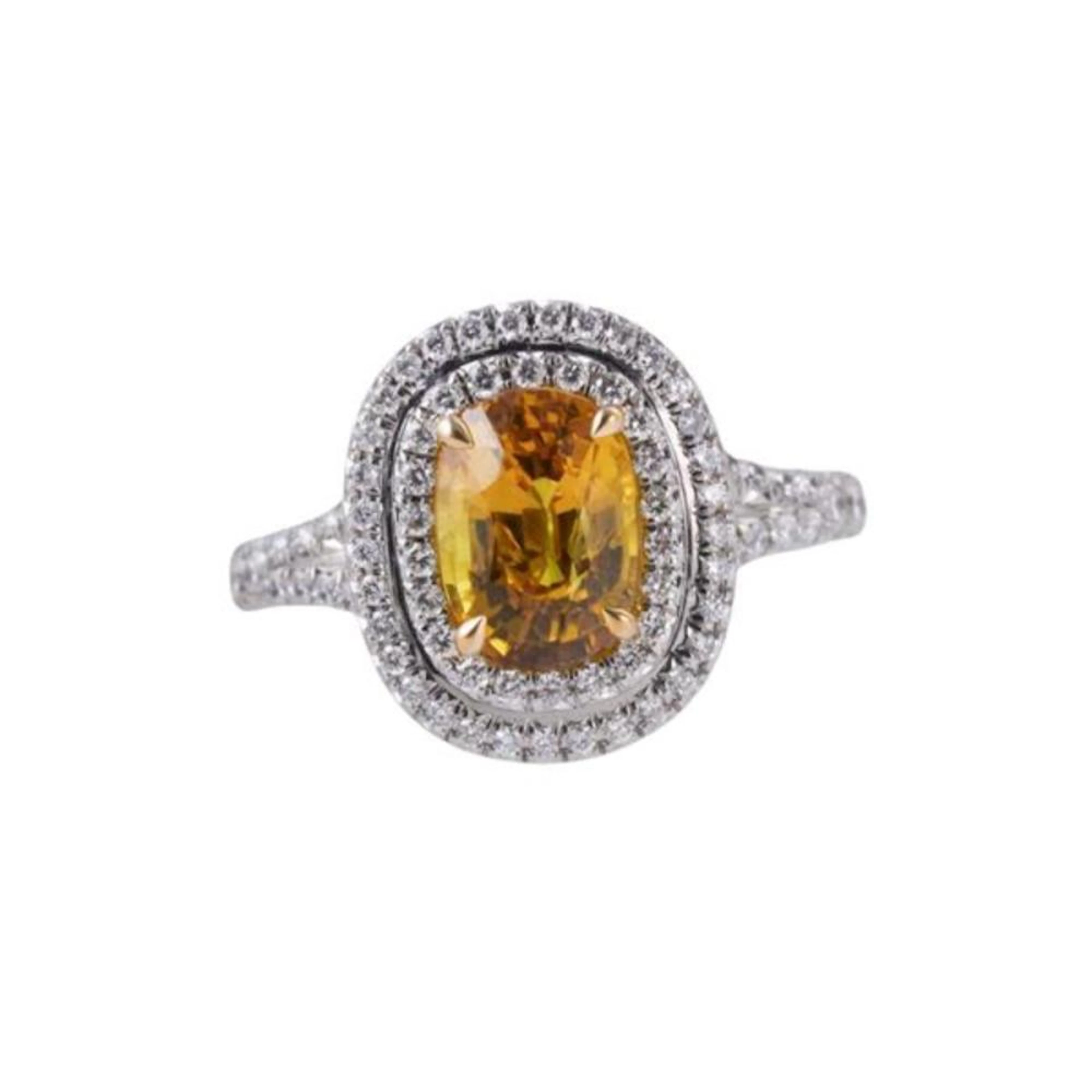 Tiffany & Co Soleste Platinum Gold Yellow Sapphire Diamond Engagement Ring