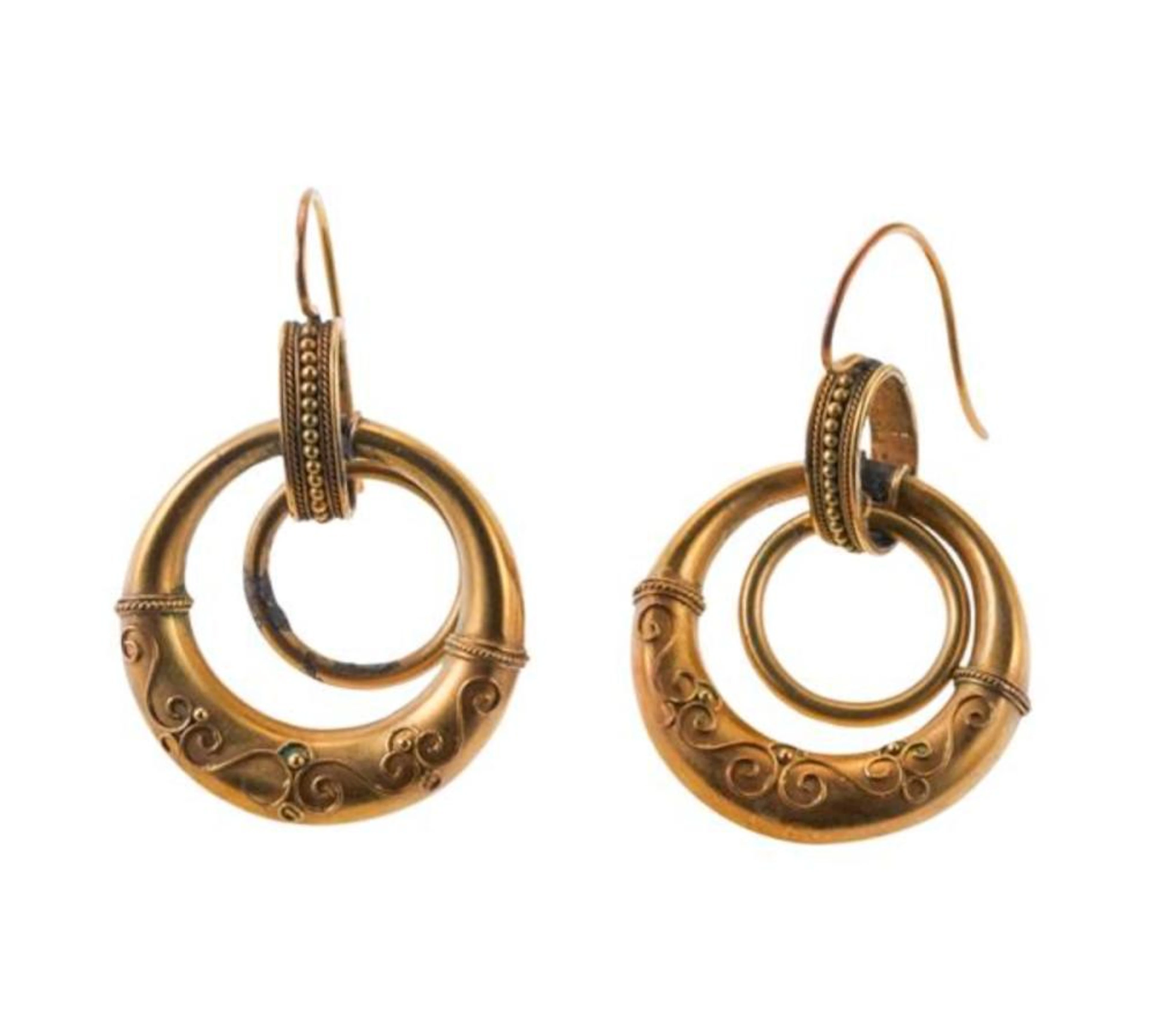 Antique Victorian 14k Gold Drop Earrings
