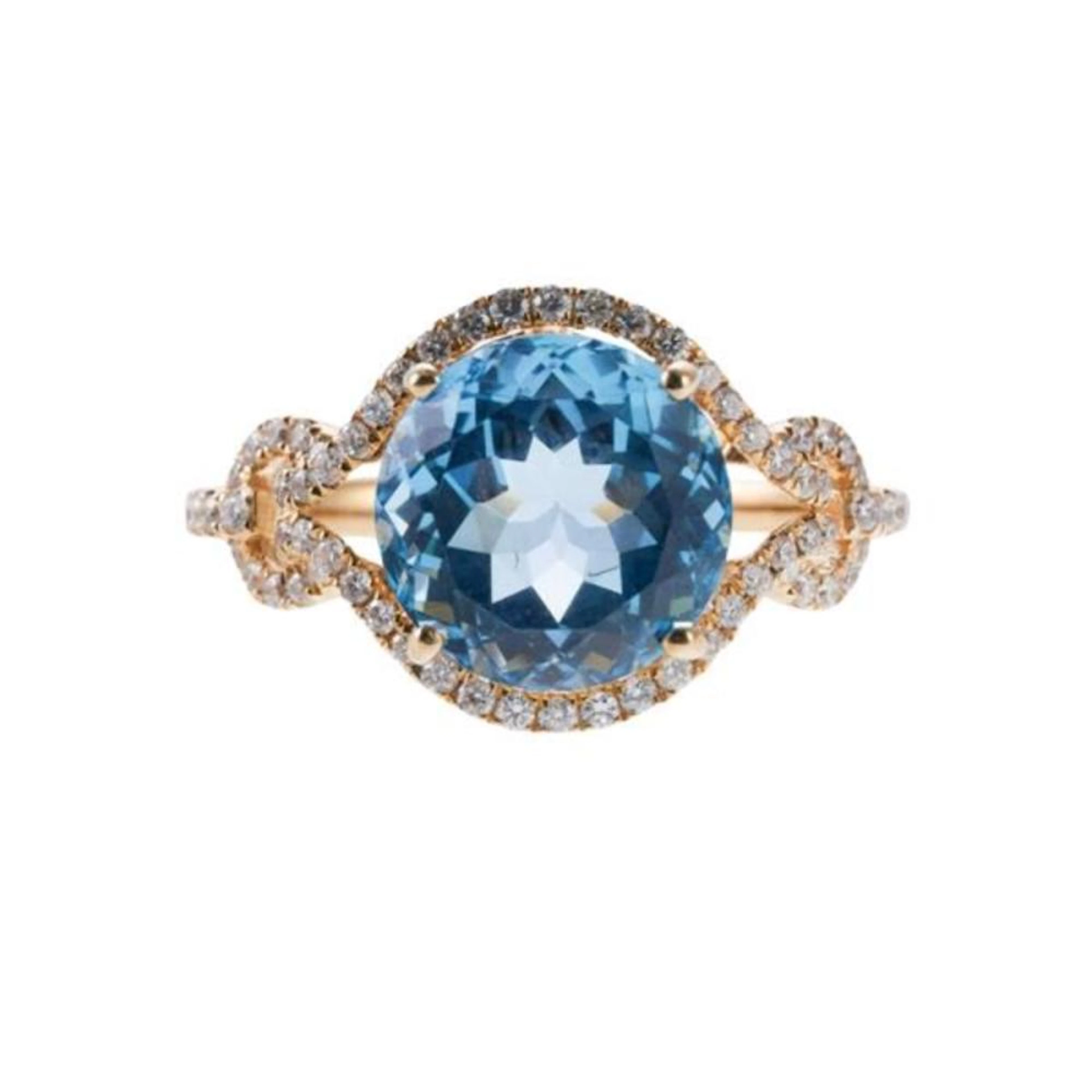 14k Gold Topaz Diamond Ring