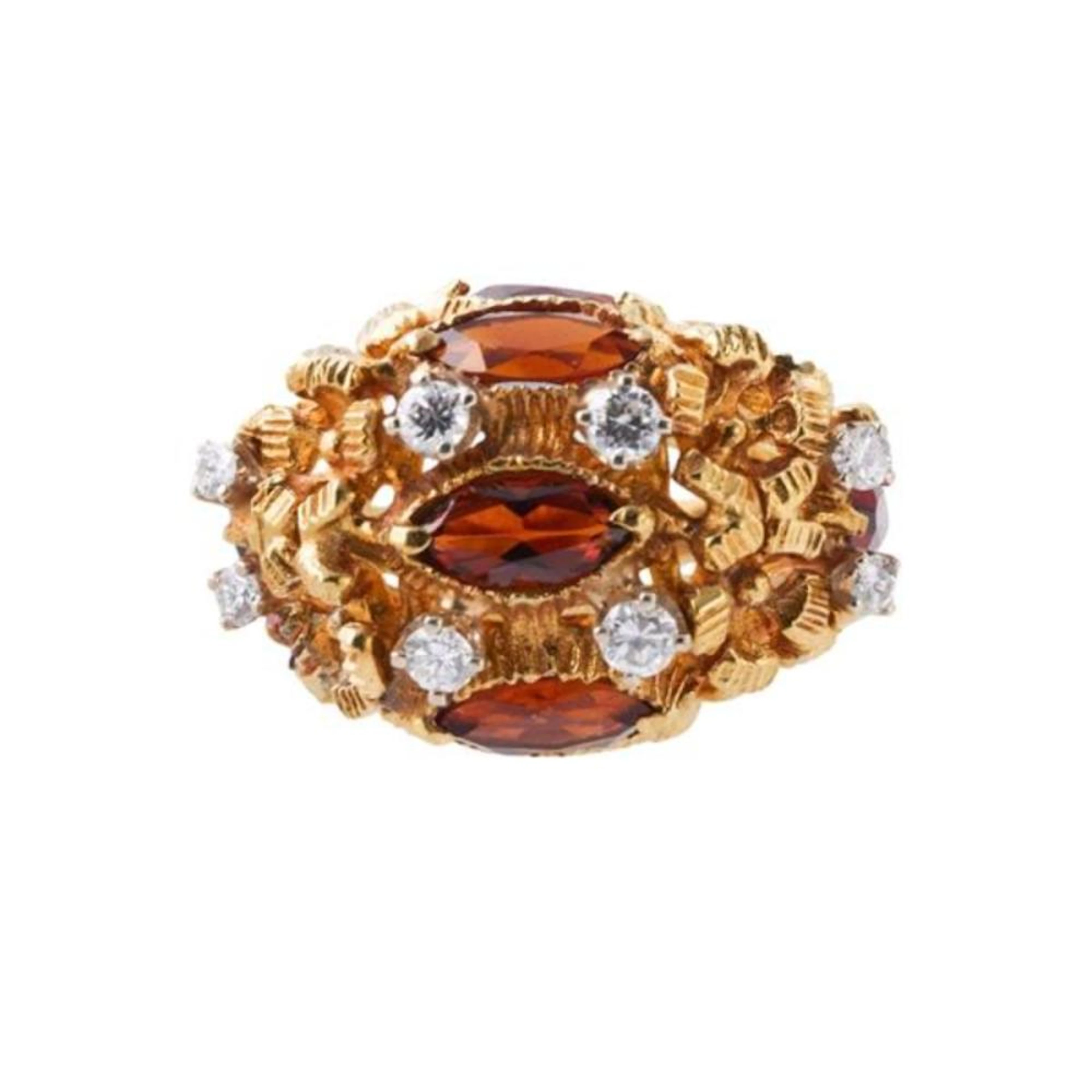 18k Gold Citrine Diamond Ring
