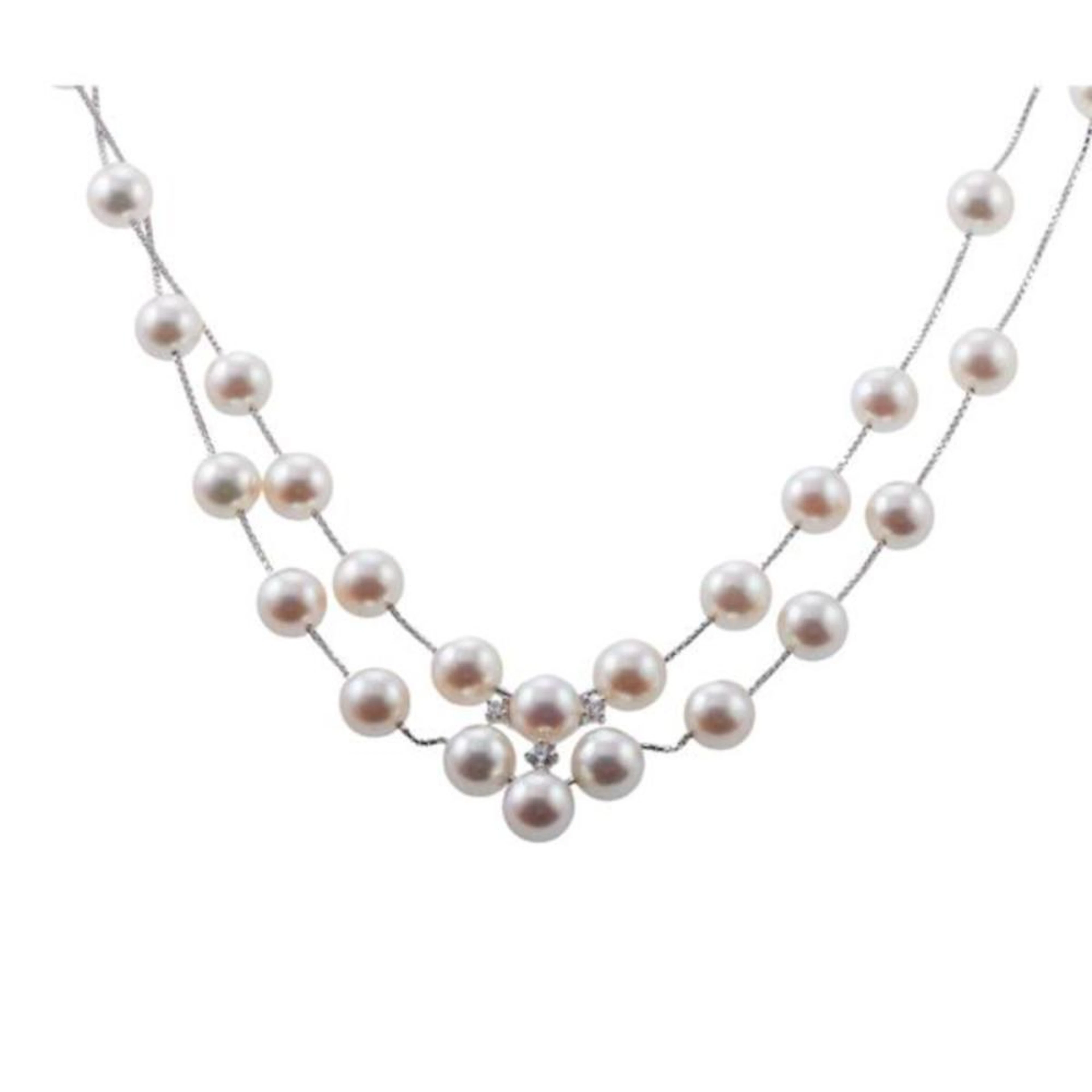 18k Gold Diamond Pearl Necklace