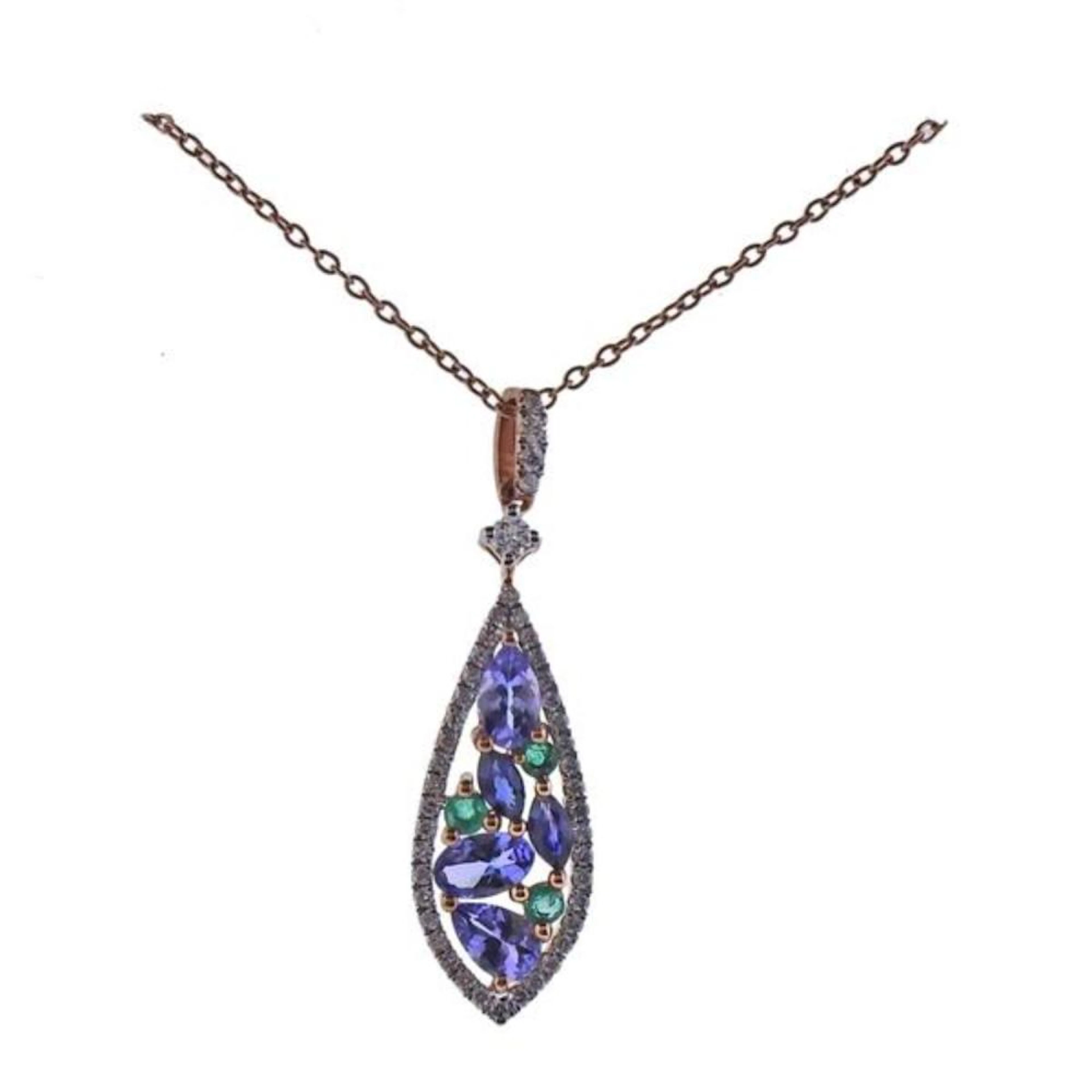 Kallati Gold Diamond Emerald Kyanite Pendant Necklace