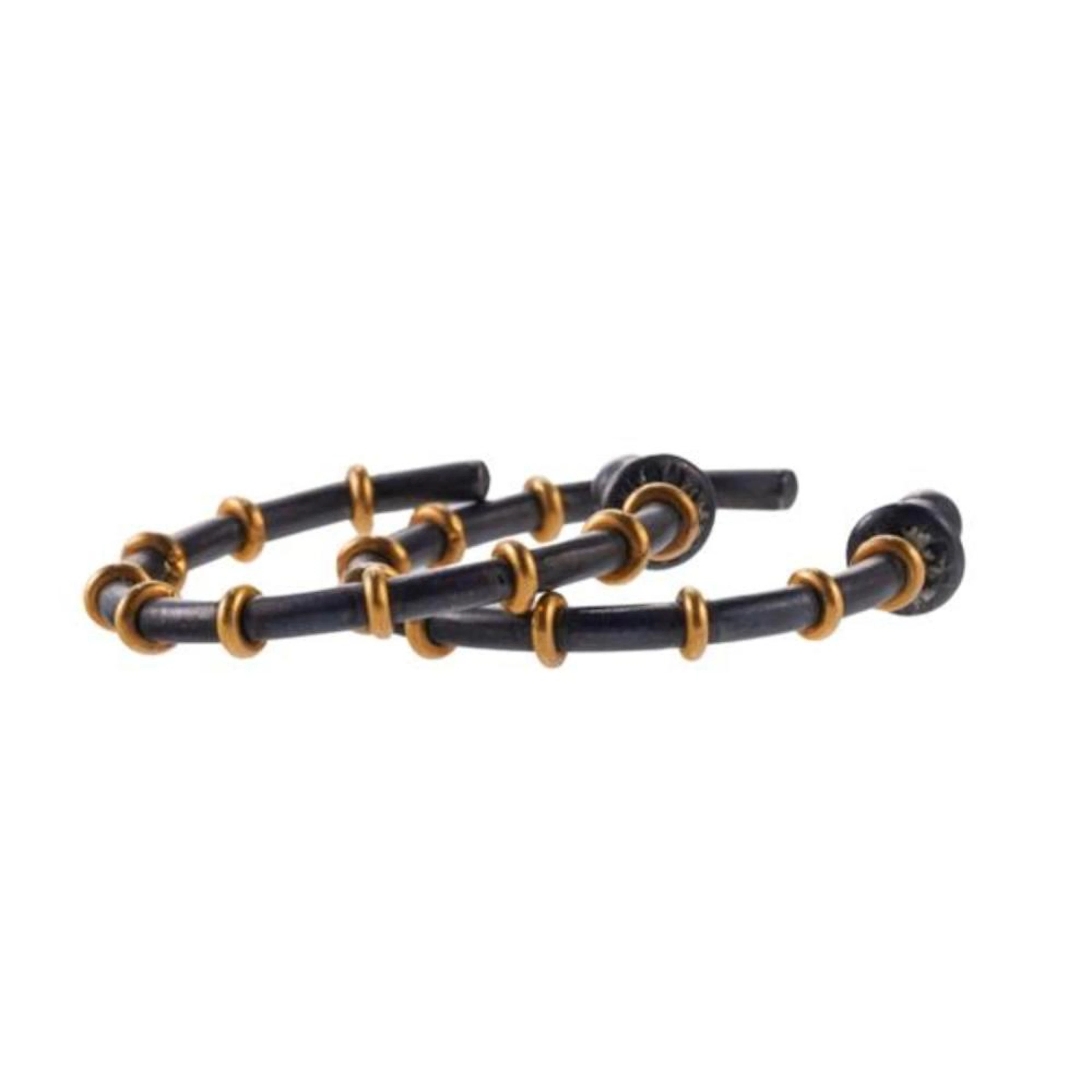 Gurhan Blackened Silver 24k Gold Hoop Earrings