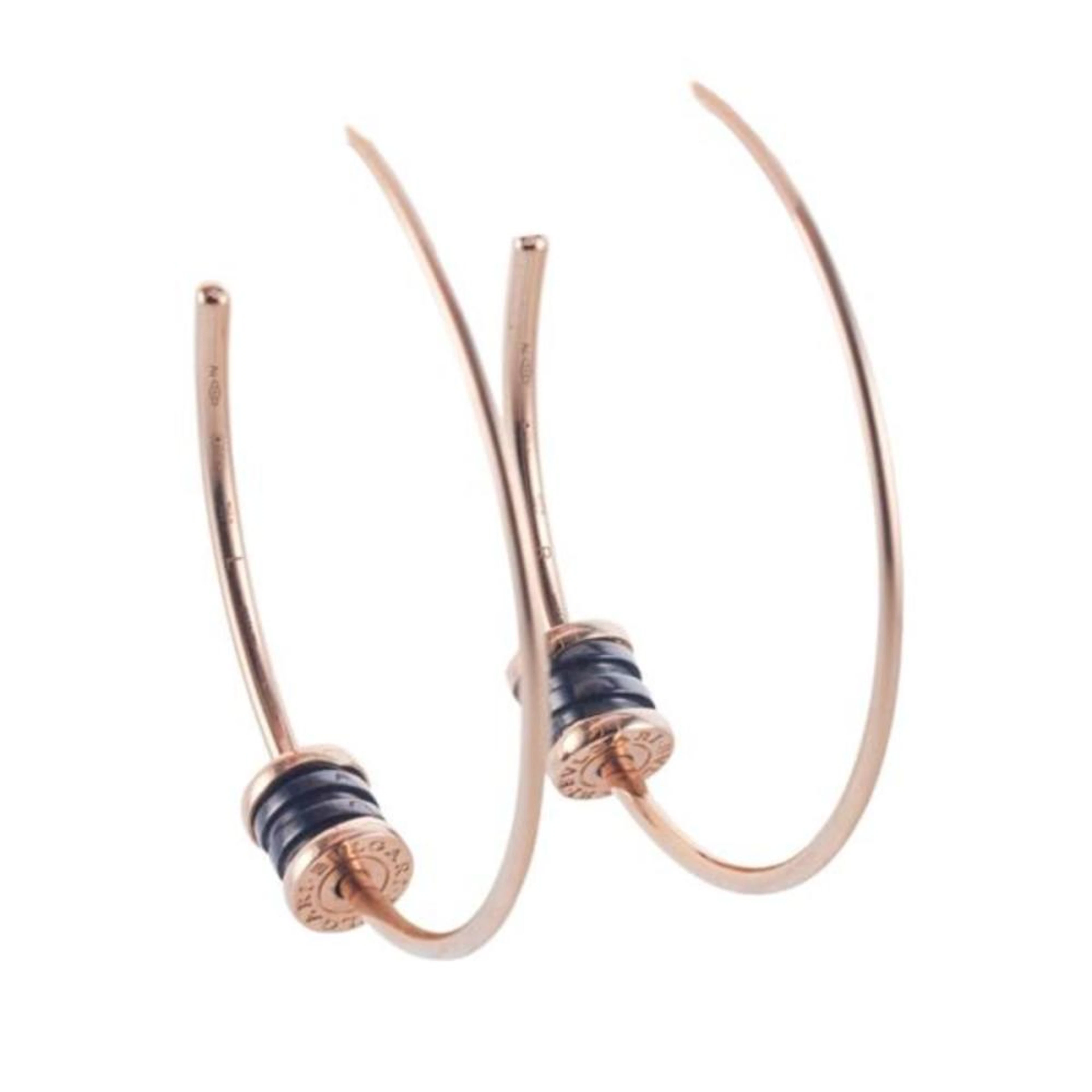 Bvlgari Bulgari 18 Gold Ceramic Hoop Earrings