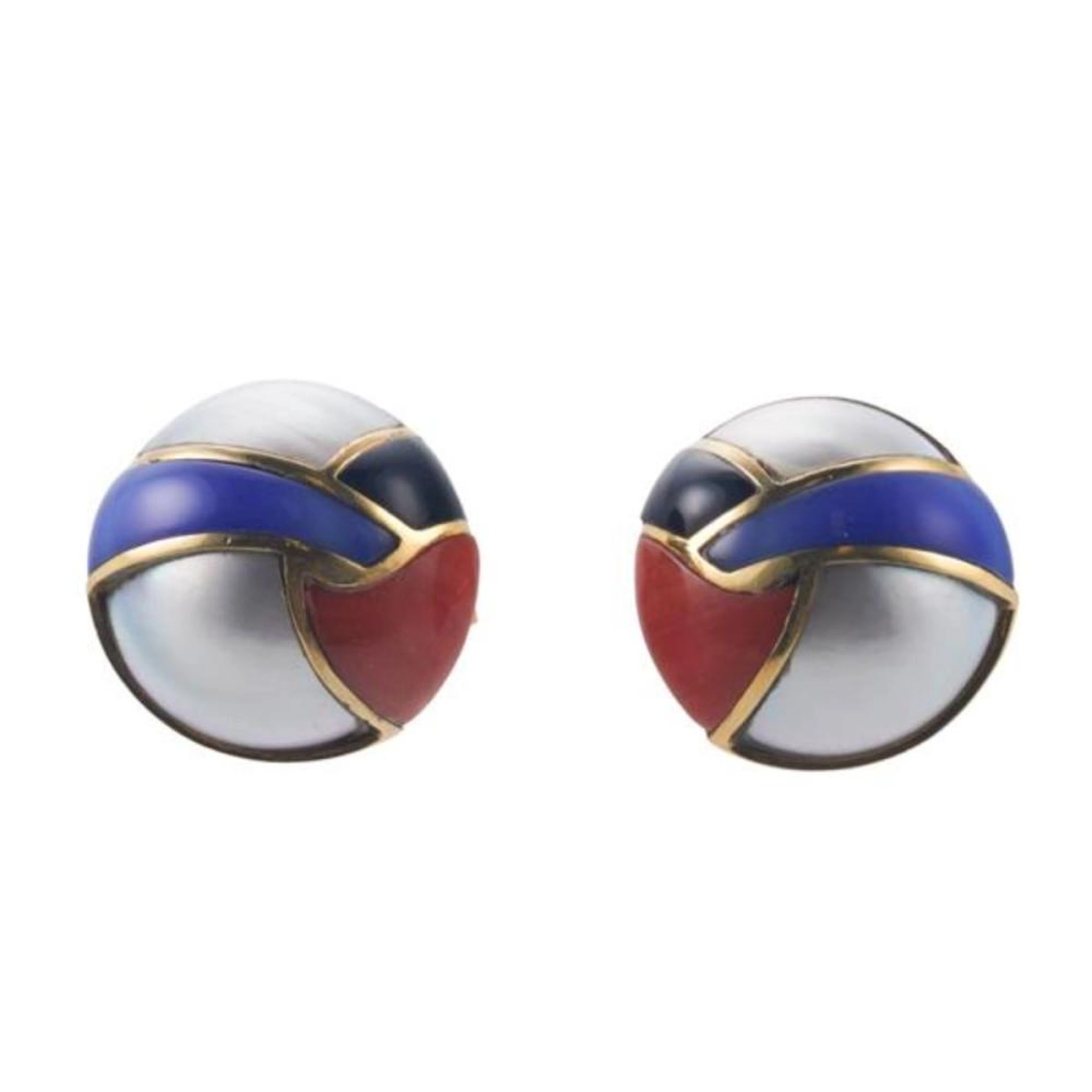Puig Doria 18k Gold Multi Color Gemstone Earrings