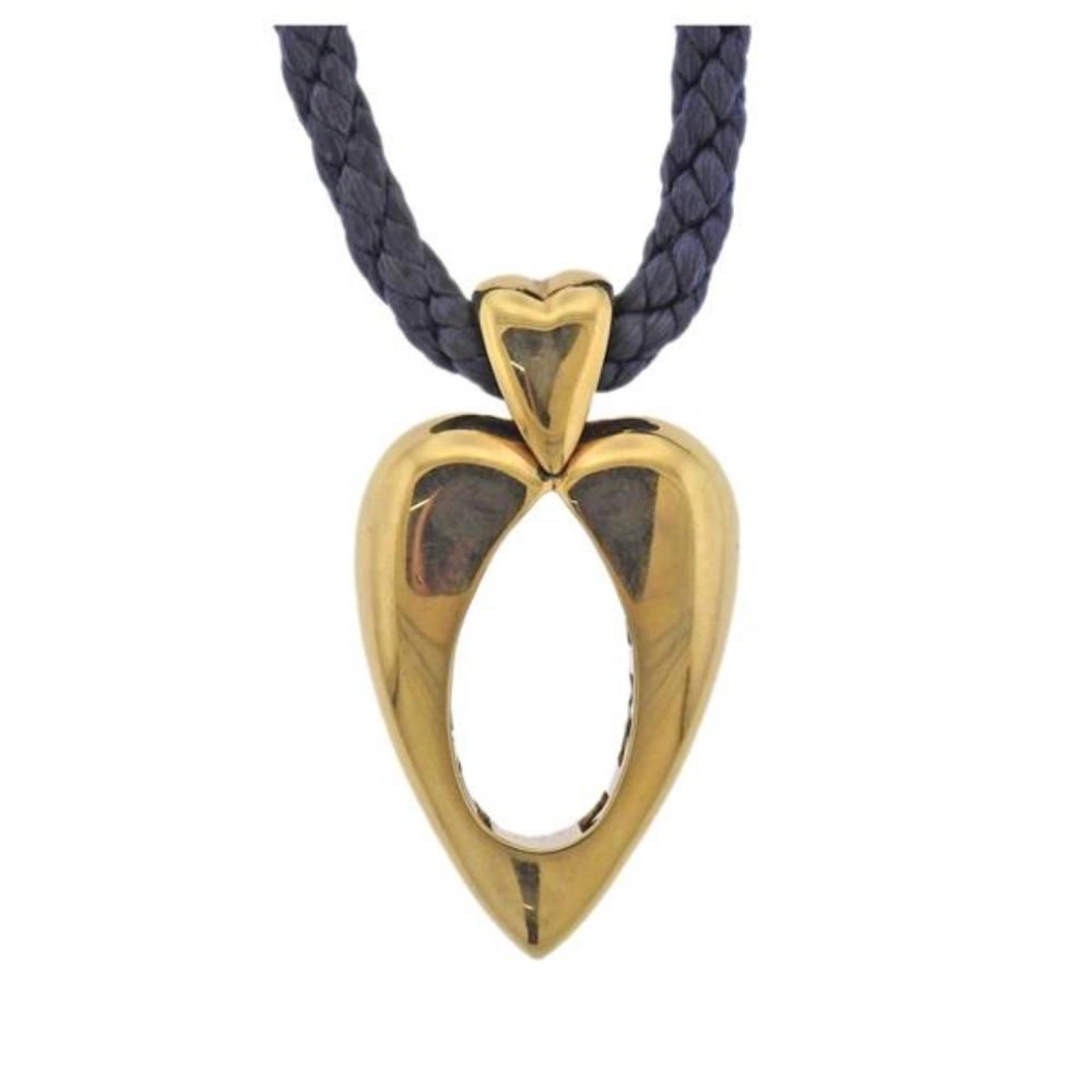 Piaget 18K Gold Heart Pendant Cord Necklace
