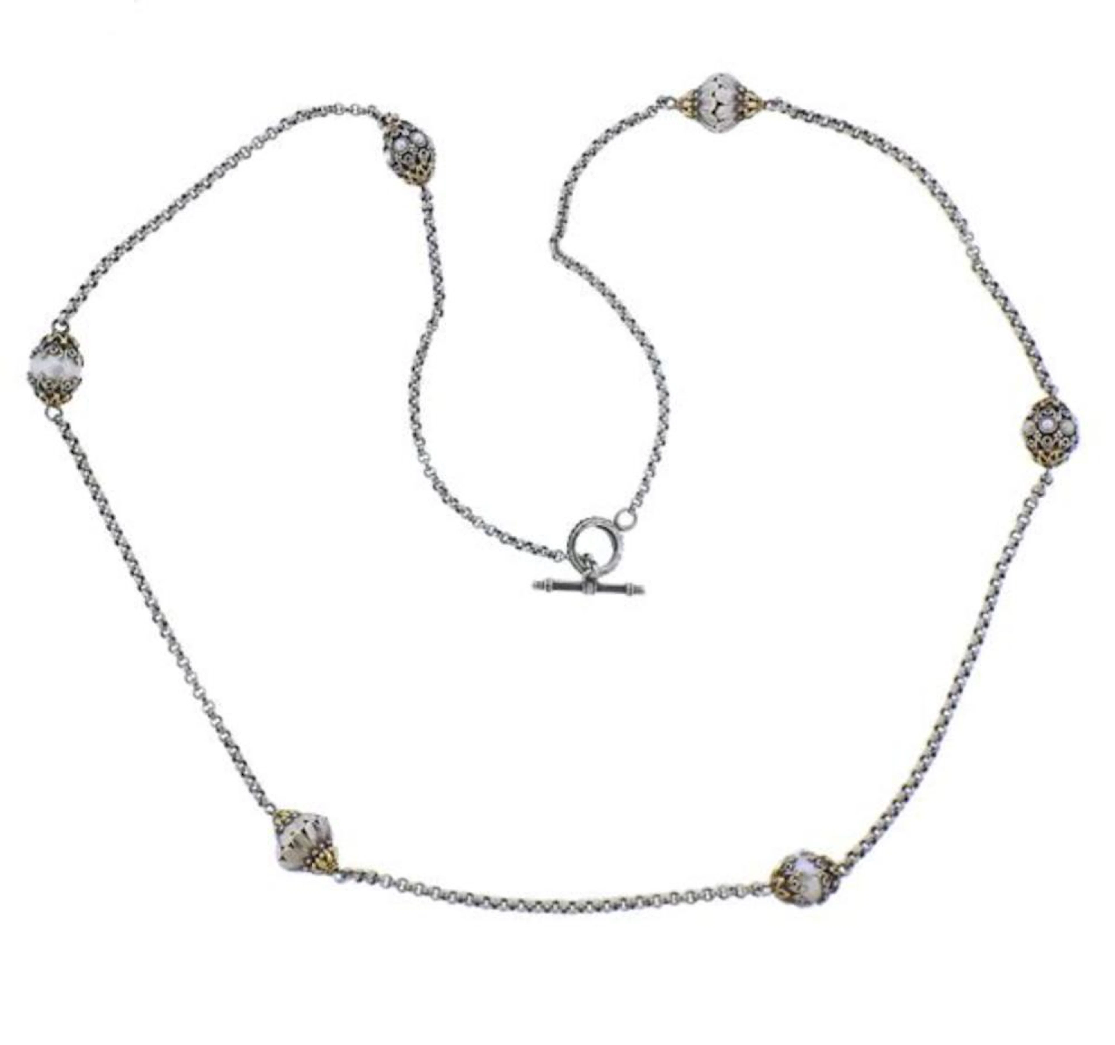 Konstantino Silver 18K Gold Pearl Toggle Necklace