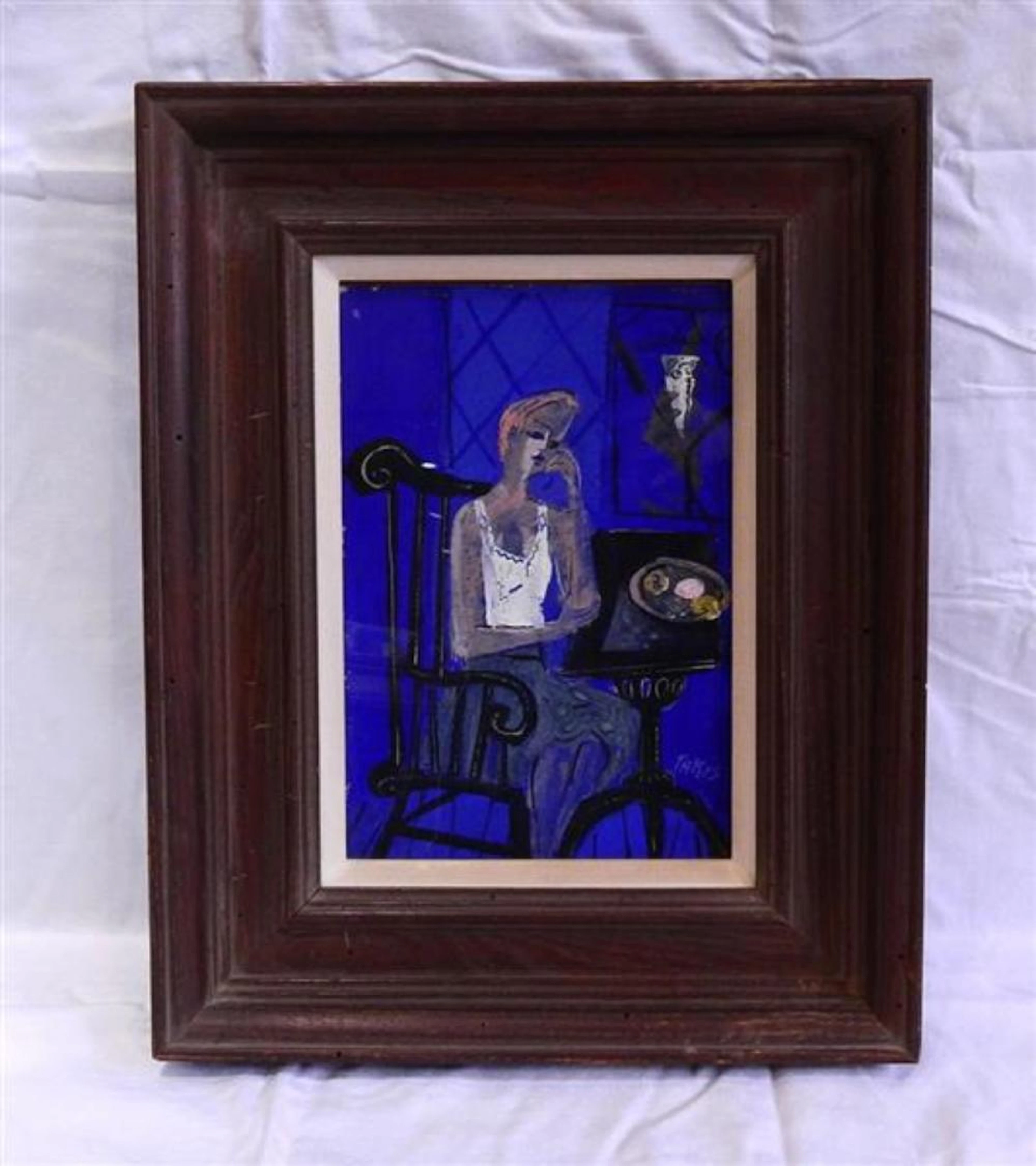 Nickolas Takis Pastel on Paper Painting Framed