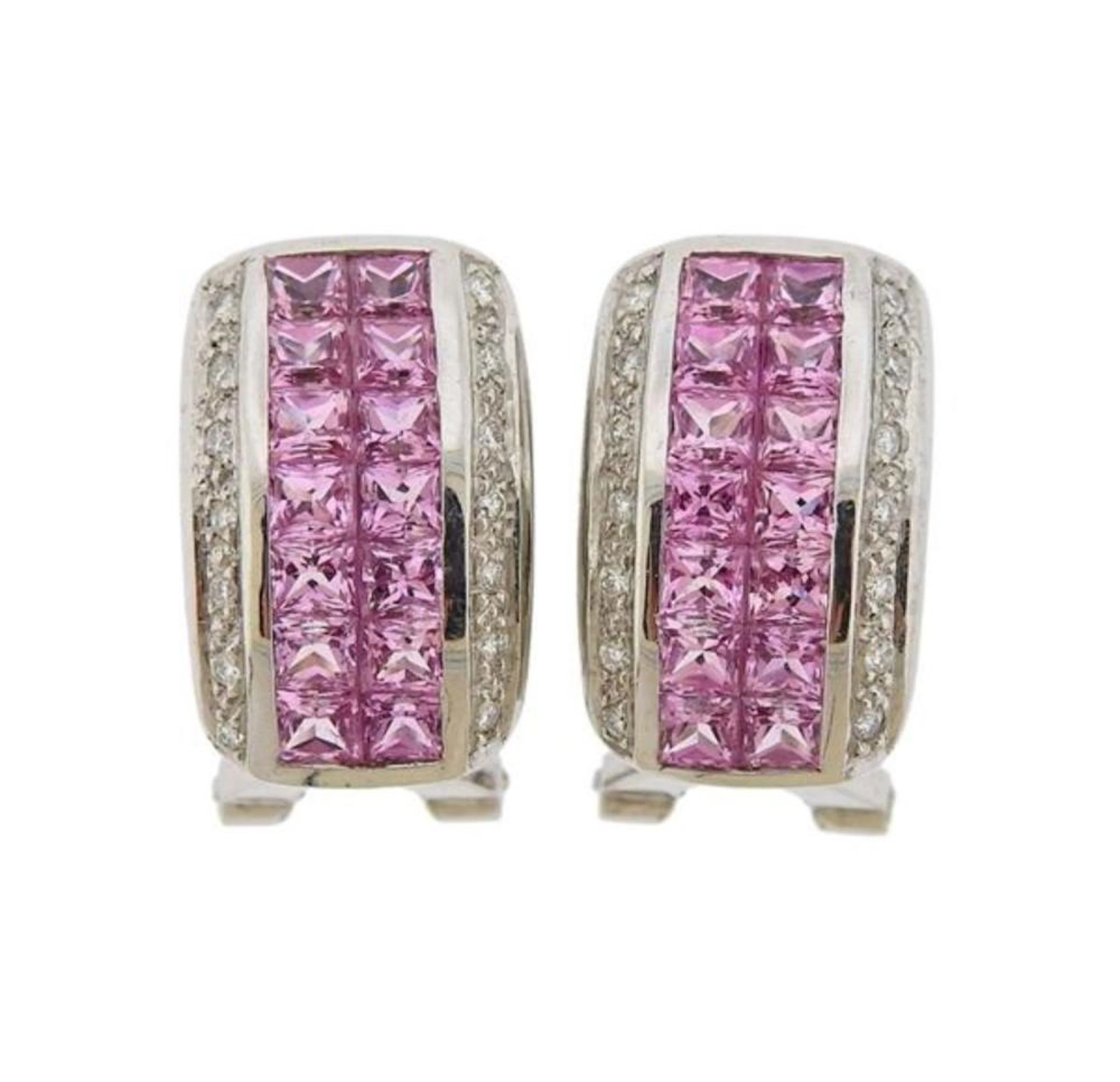 LeVian 18K Gold Diamond Pink Sapphire Earrings