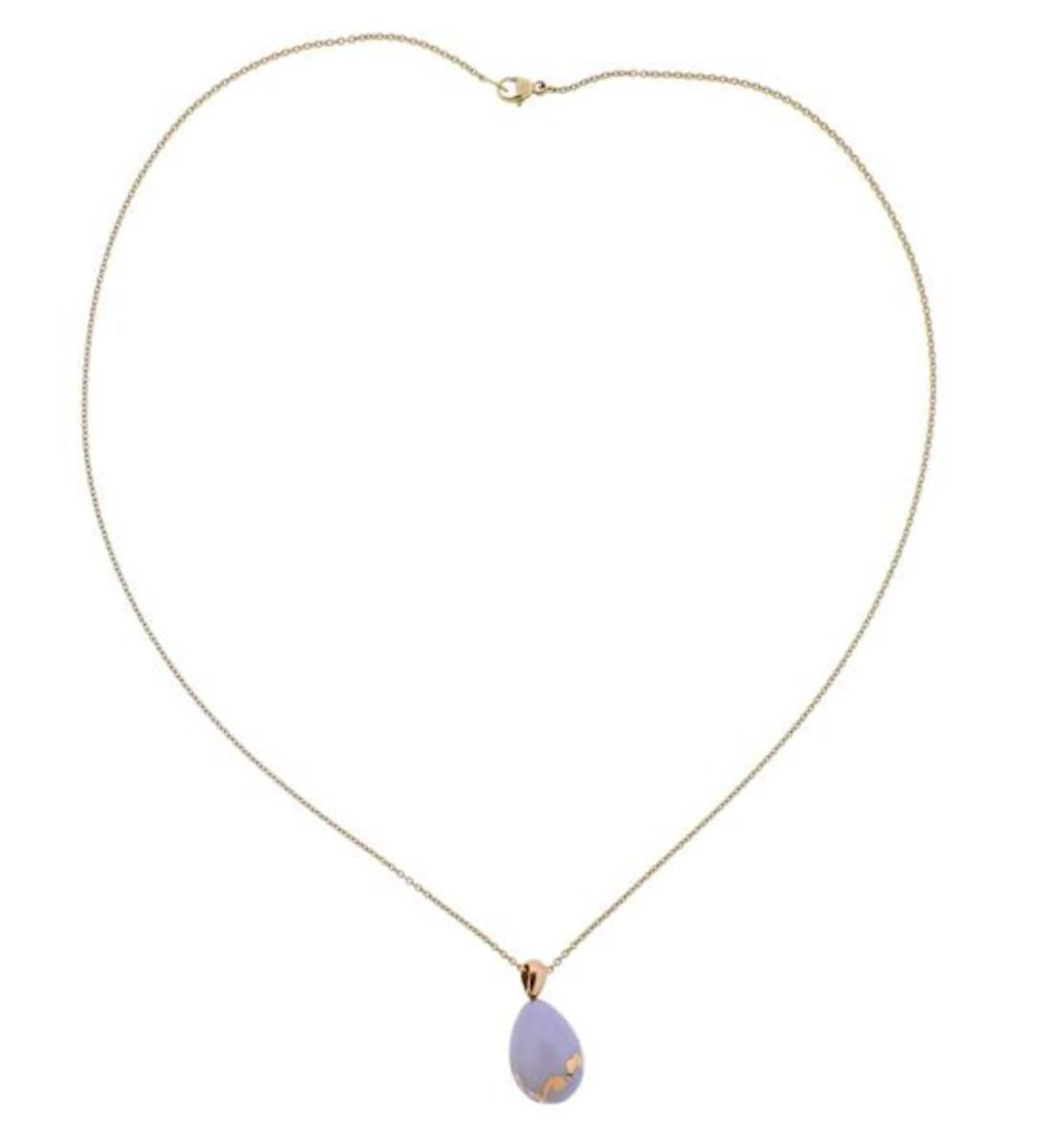 Faberge 18K Gold Enamel Egg Pendant Necklace