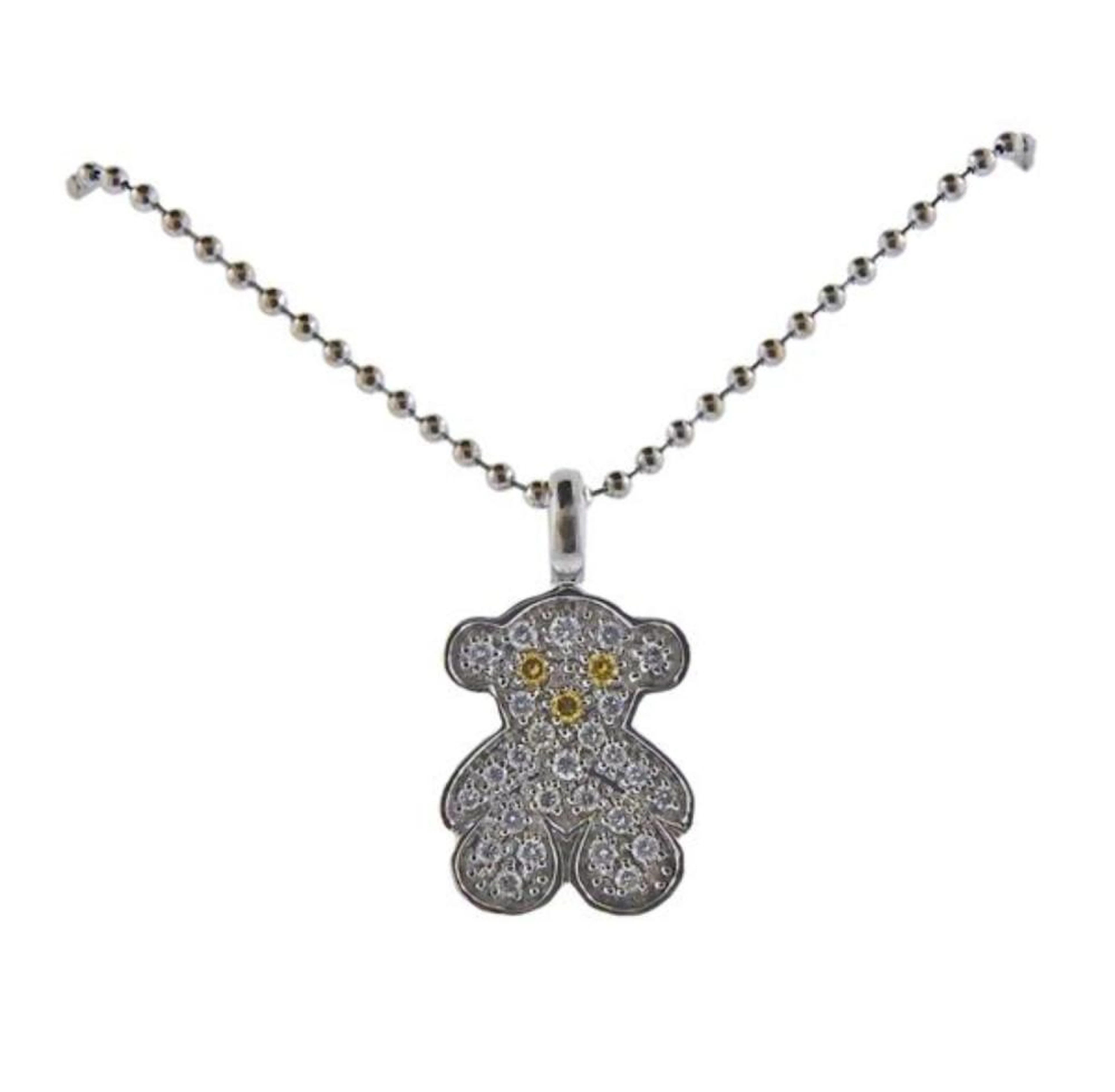 Tous 18K Gold Diamond Bear Pendant Necklace
