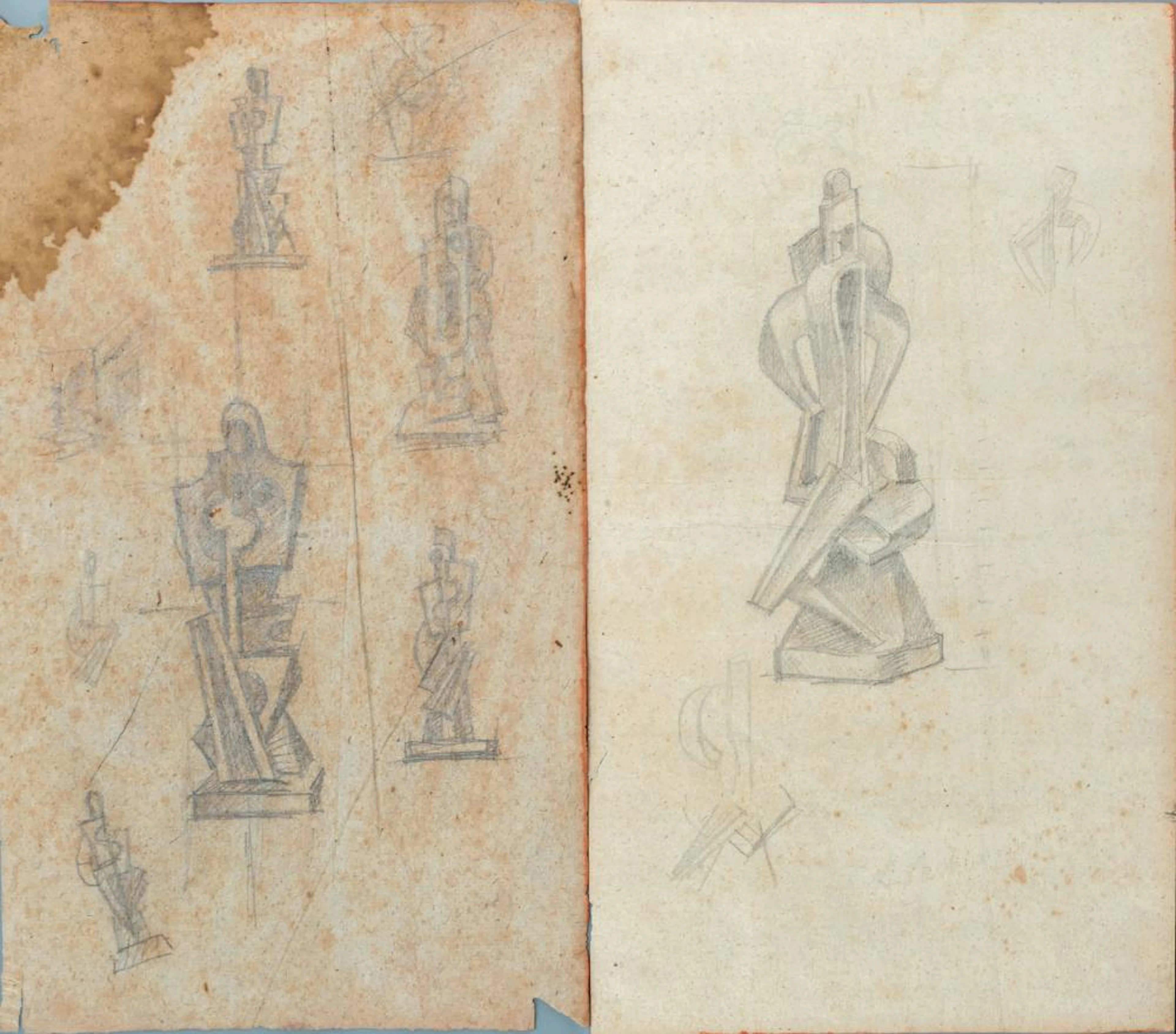 ALEXANDER ARCHIPENKO (1884-1964), TWO DRAWINGS - SKETCHES FOR SCULPTURES