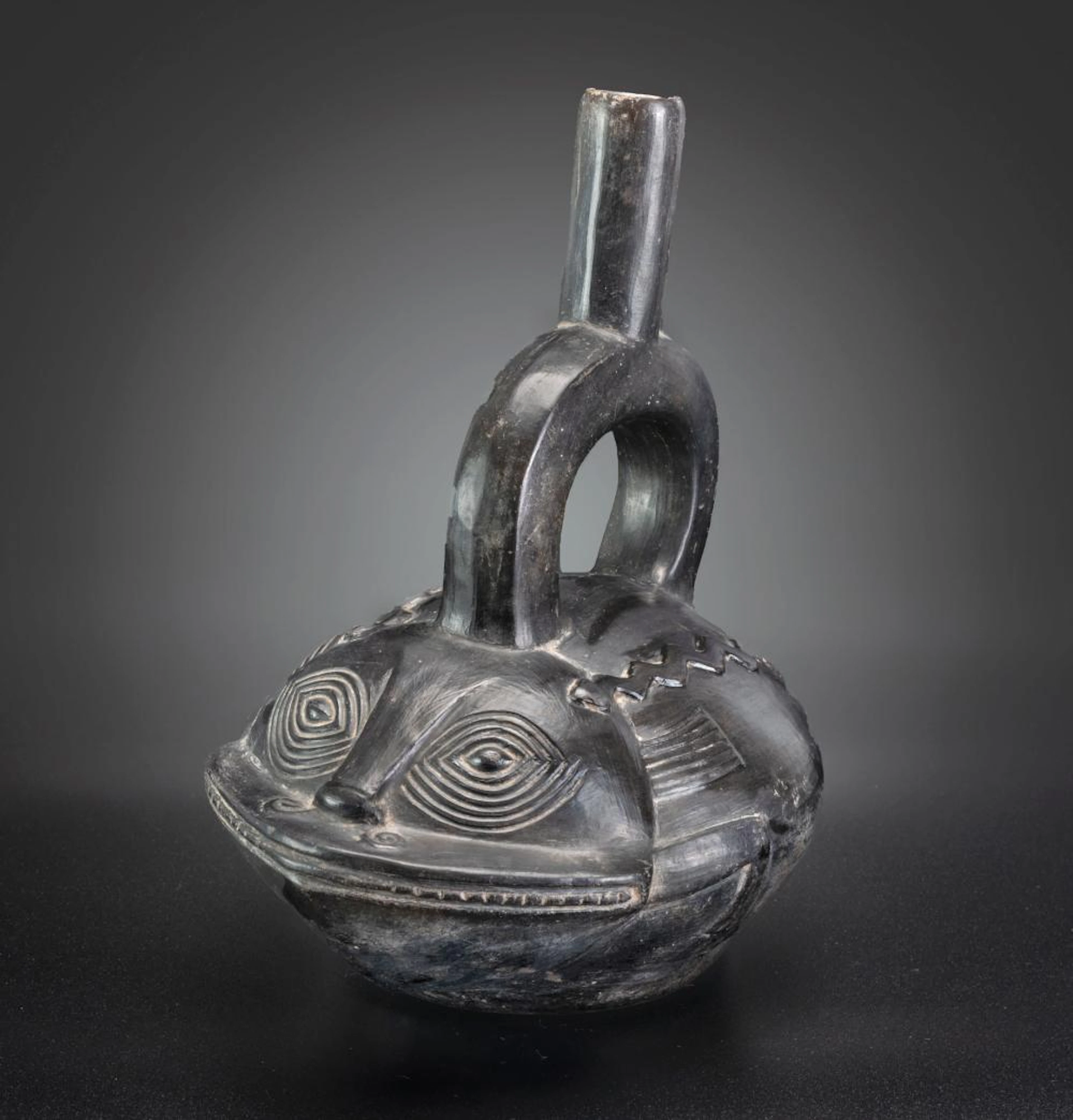 A Stirrup-Spout Effigy Bottle: Mythical Toad, Chimu Inca, Peru, 1470-1534 CE