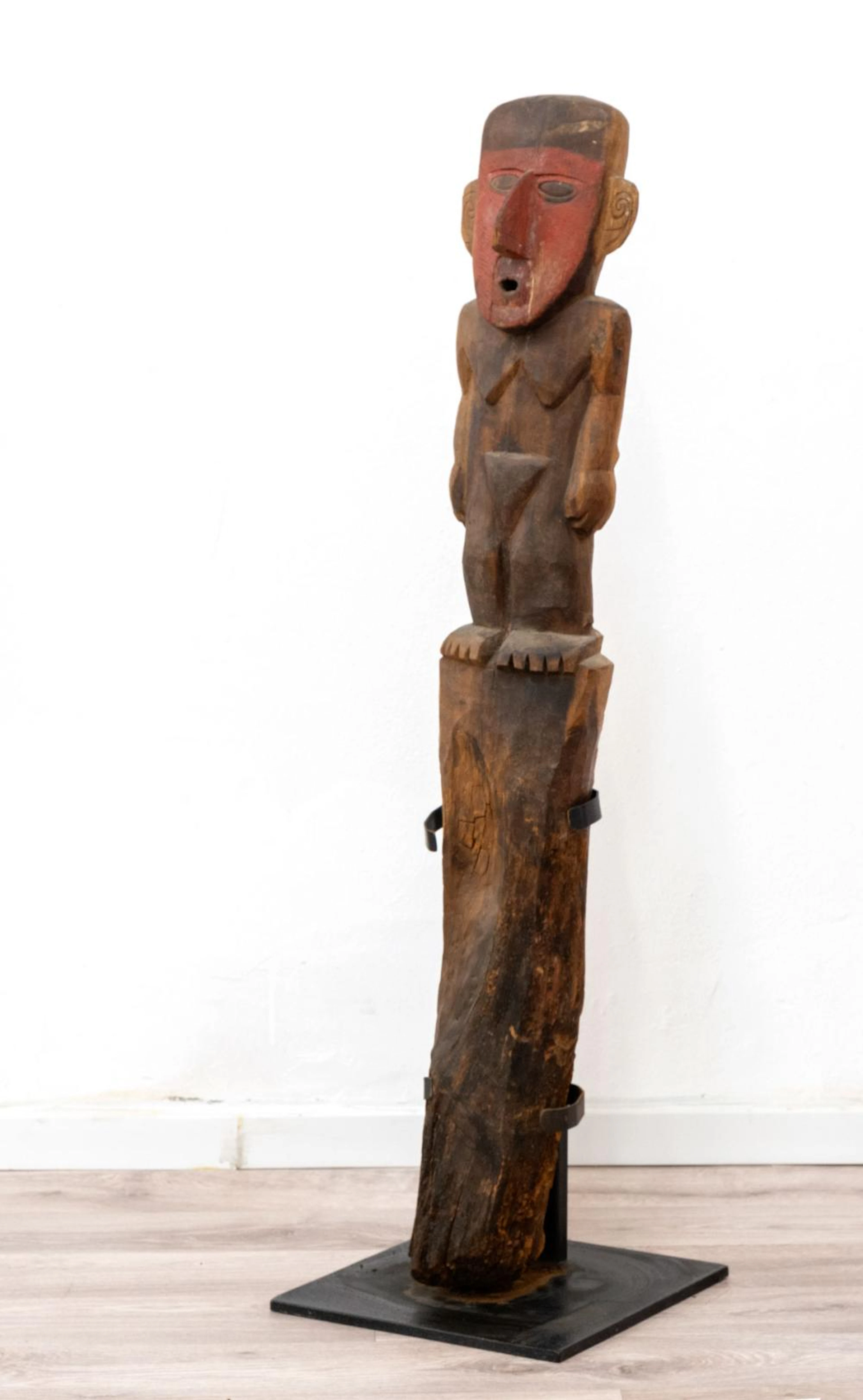 A Ceremonial Wooden Post Depicting a Standing Female Chimu, Peru, 900-1470 CE