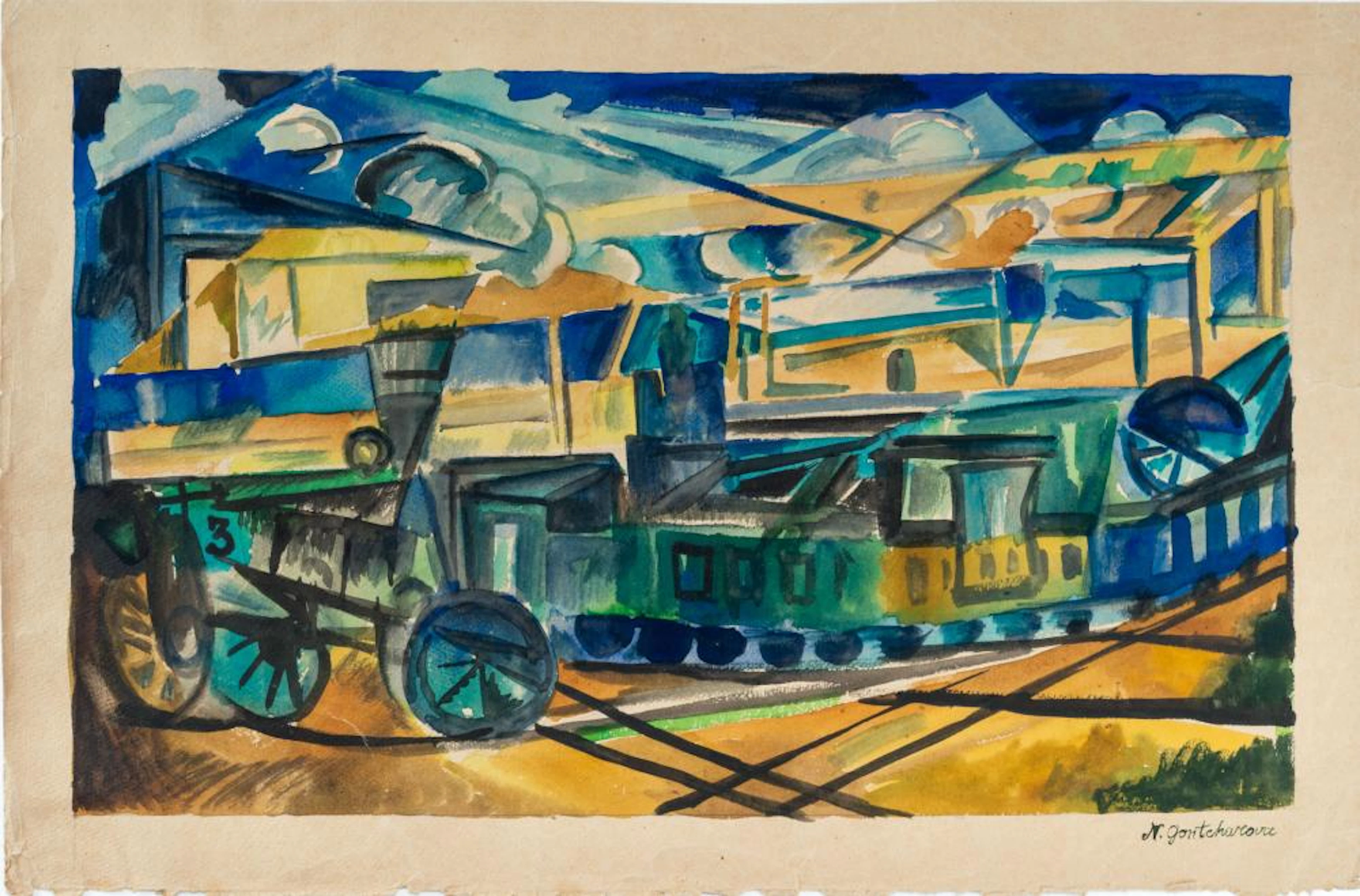 ATALIA GONCHAROVA (1881-1962), TRAIN ET AEROPLANE