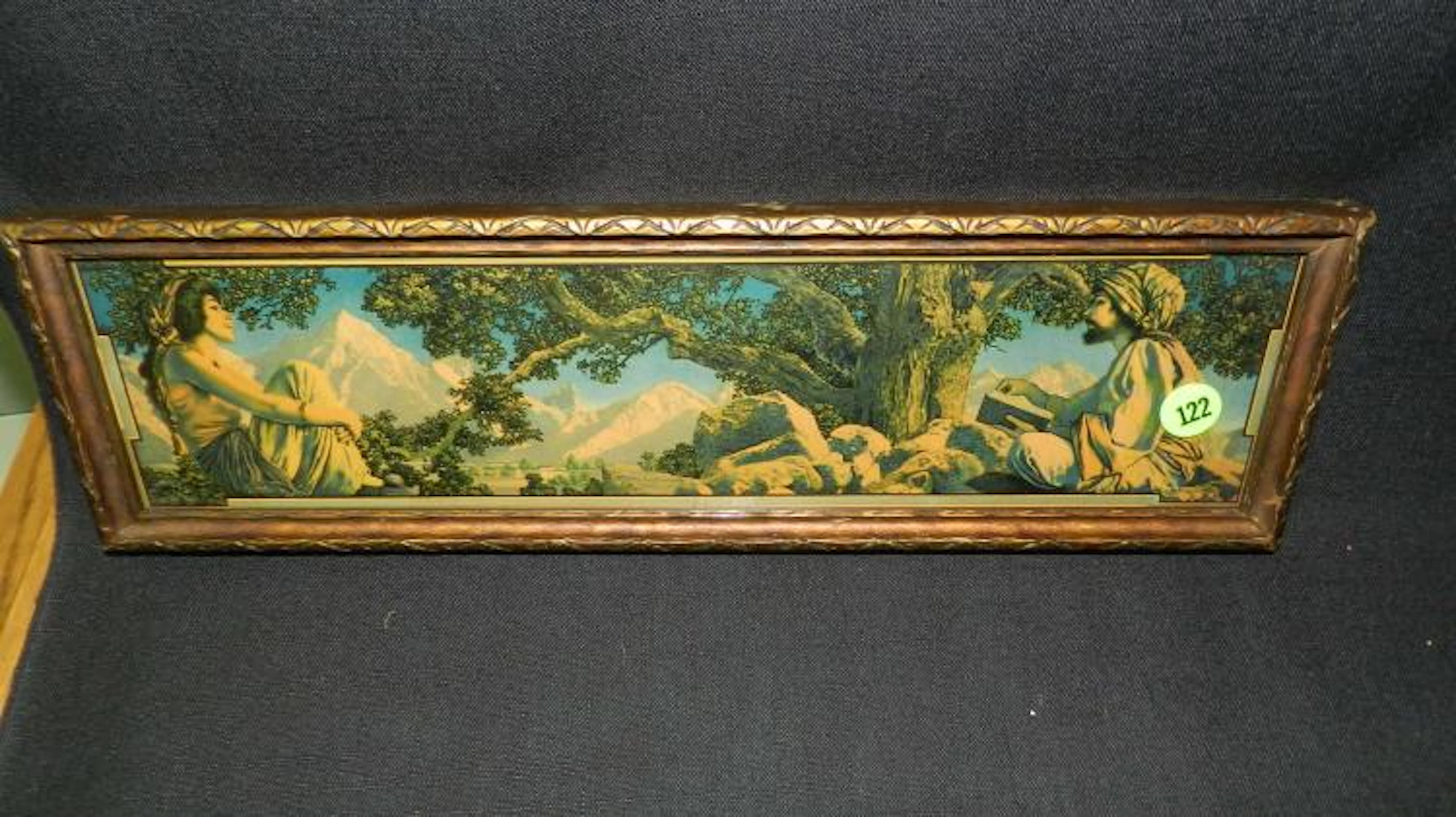 Original Maxfield Parrish framed print titled "The Rubaiyat" period frame