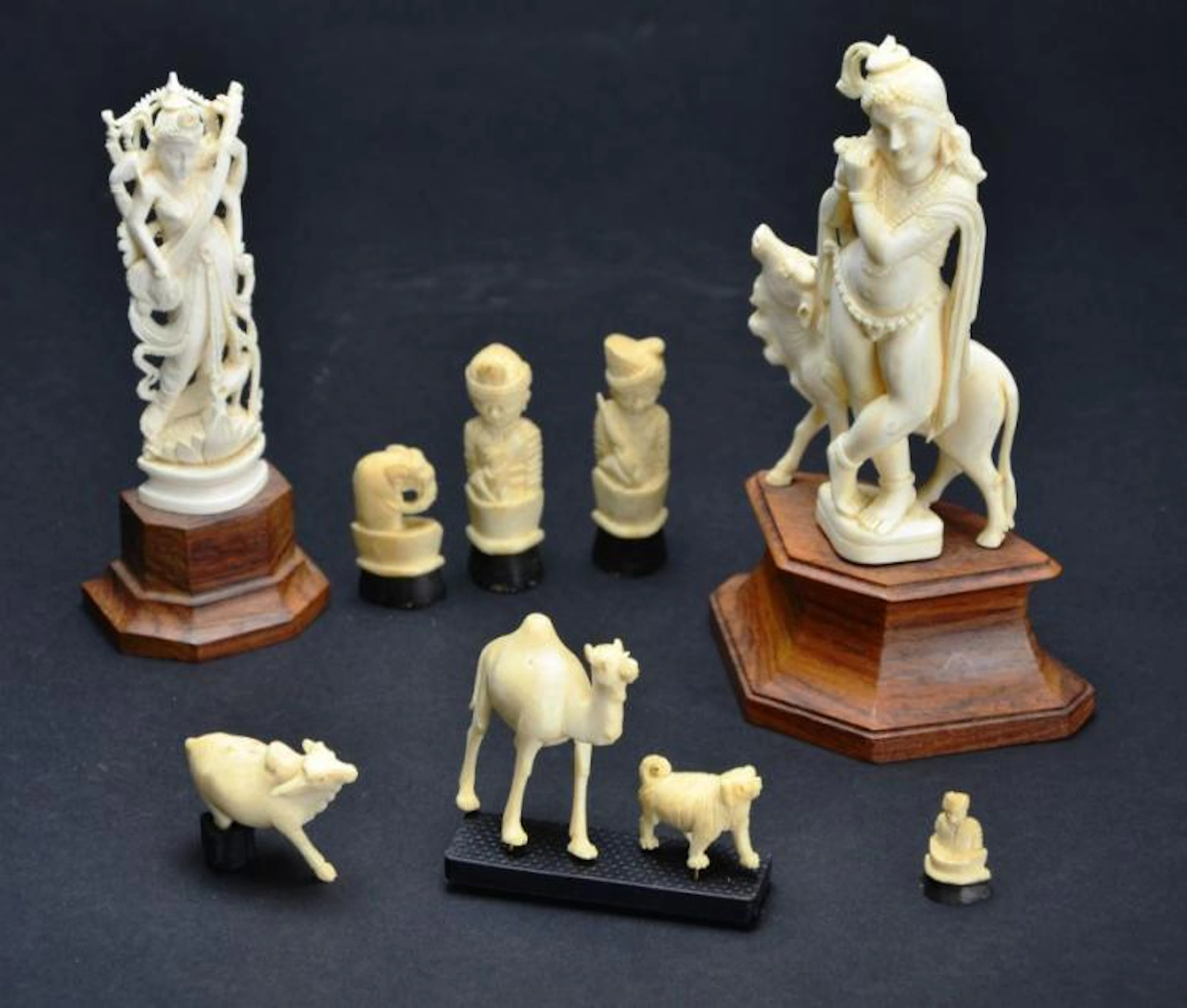 Antique Collection of Carved Asian Pachyderm Material...
