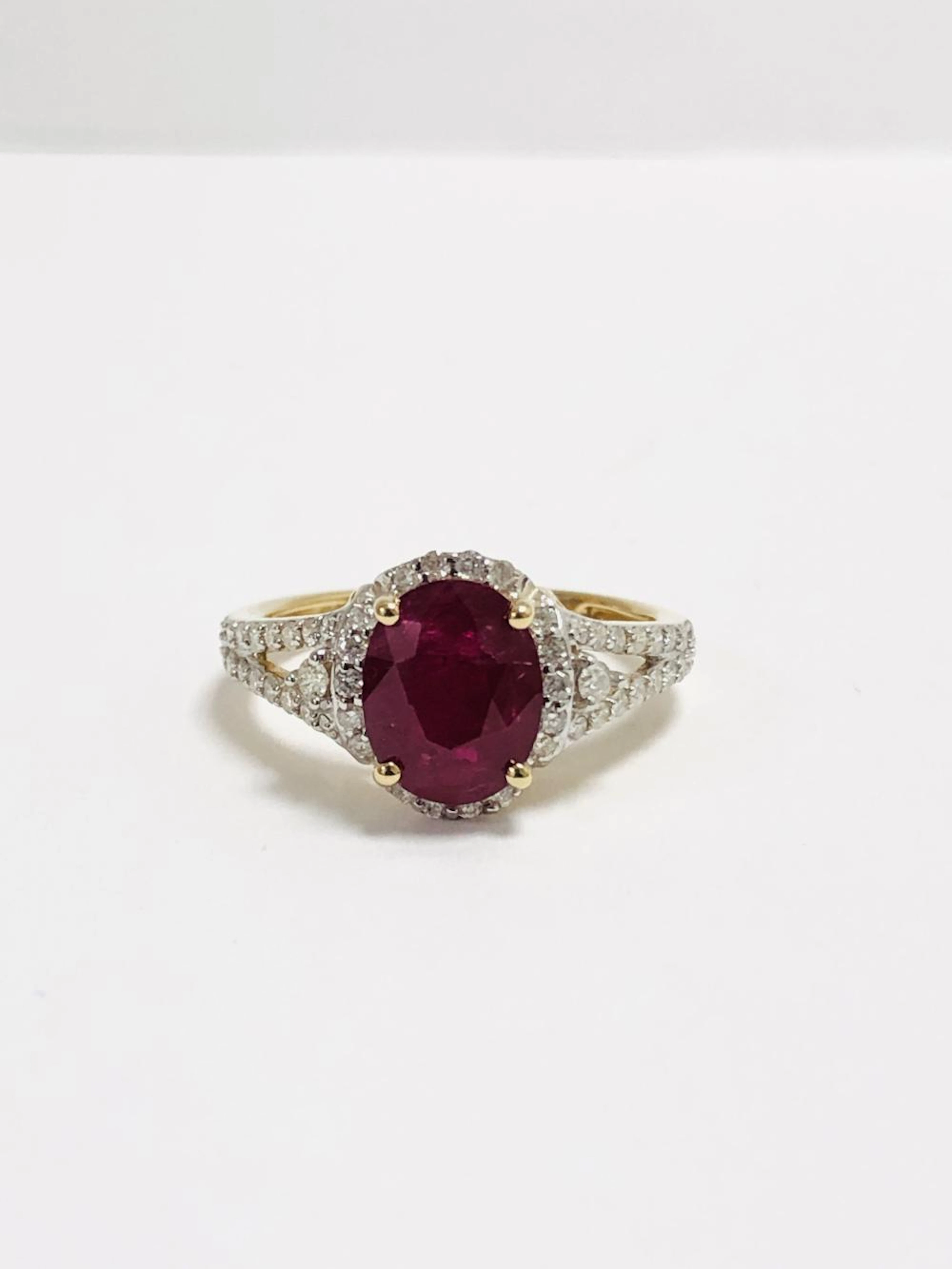 14ct yellow gold ruby and diamnd ring