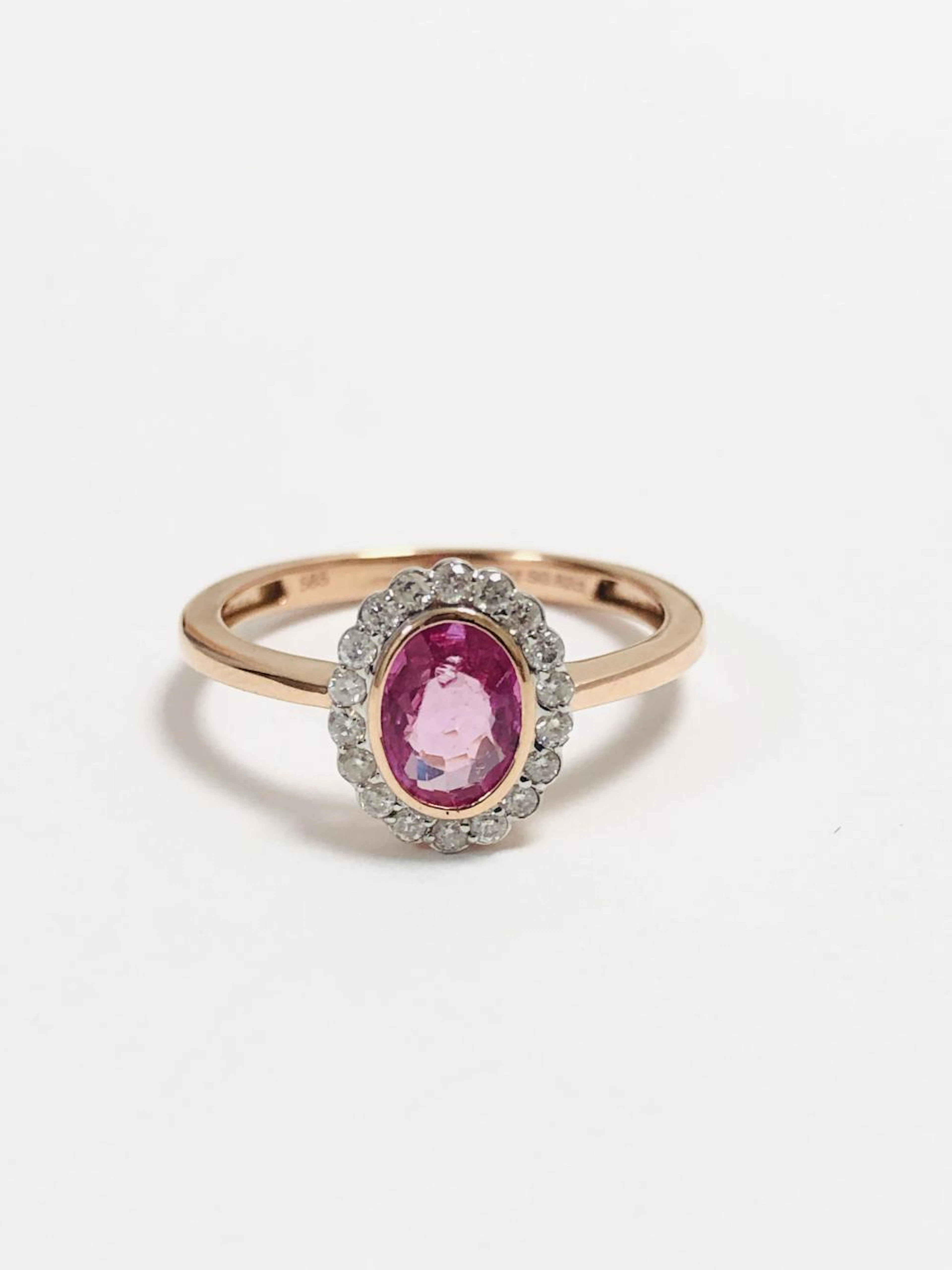 14ct pink sapphire diamond earrings