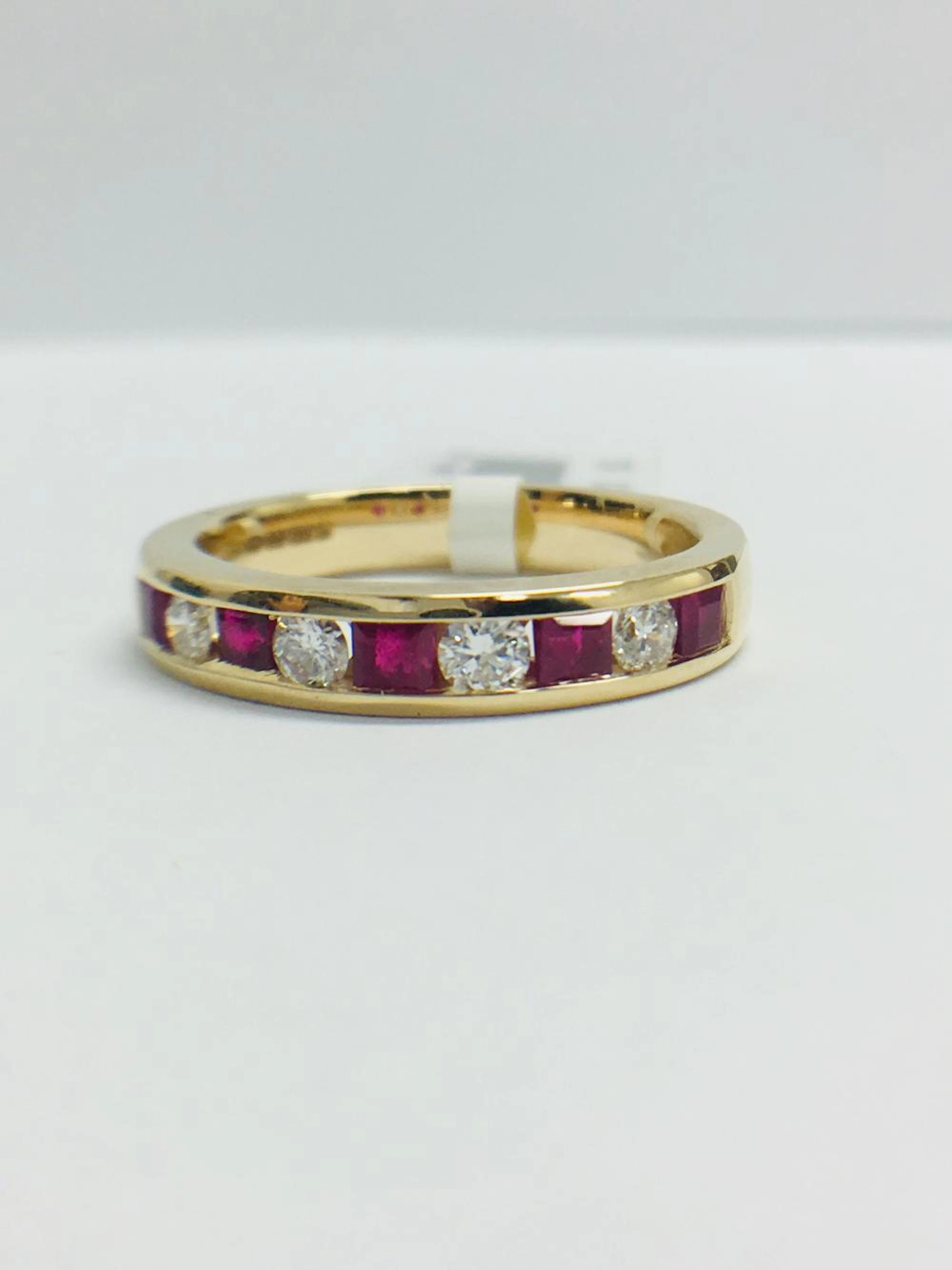 9Ct Ruby Diamond Channel Set Eternity Ring,