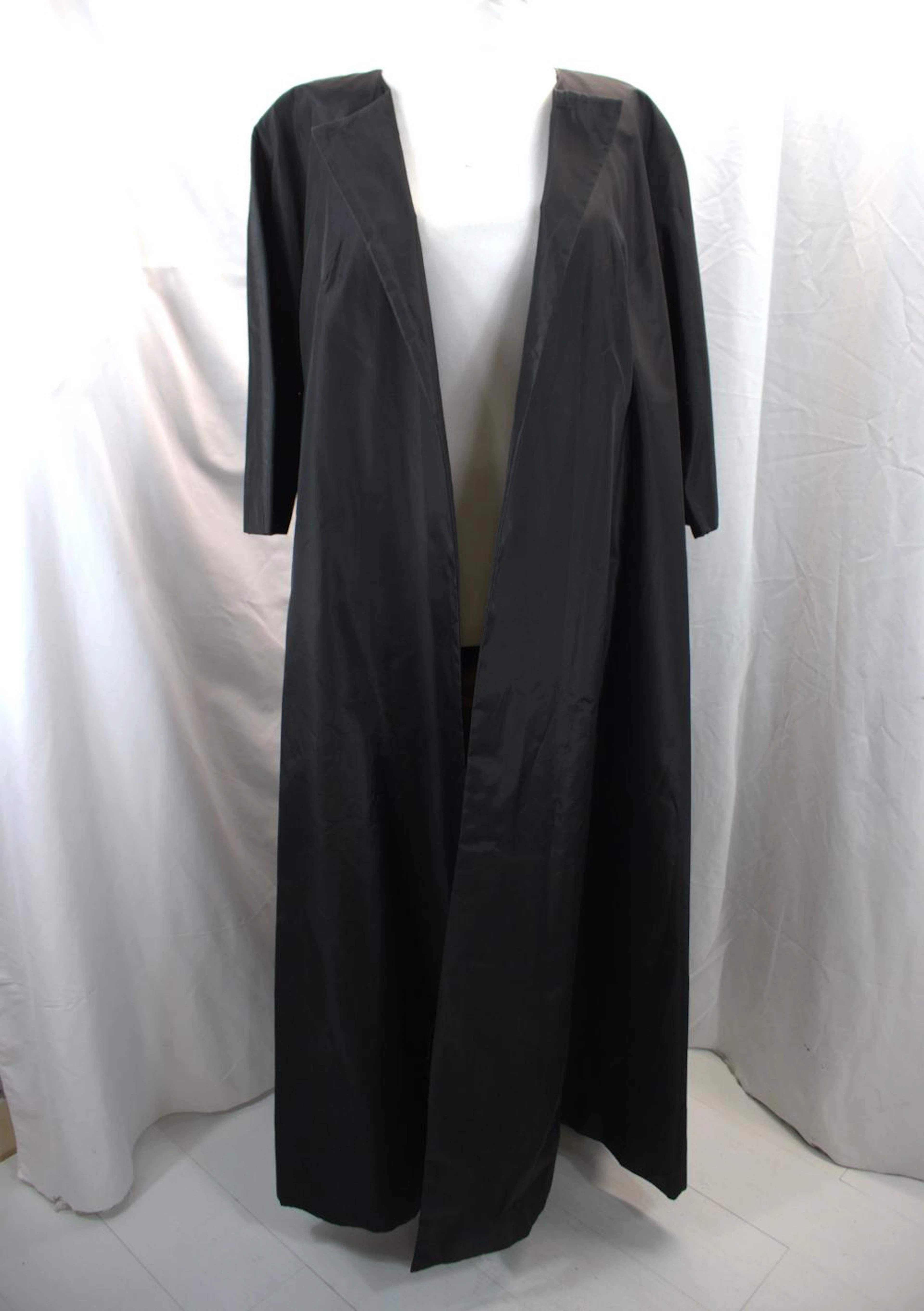 Vintage 1950's Jay Herbert Black Silk Taffeta Opera Coat