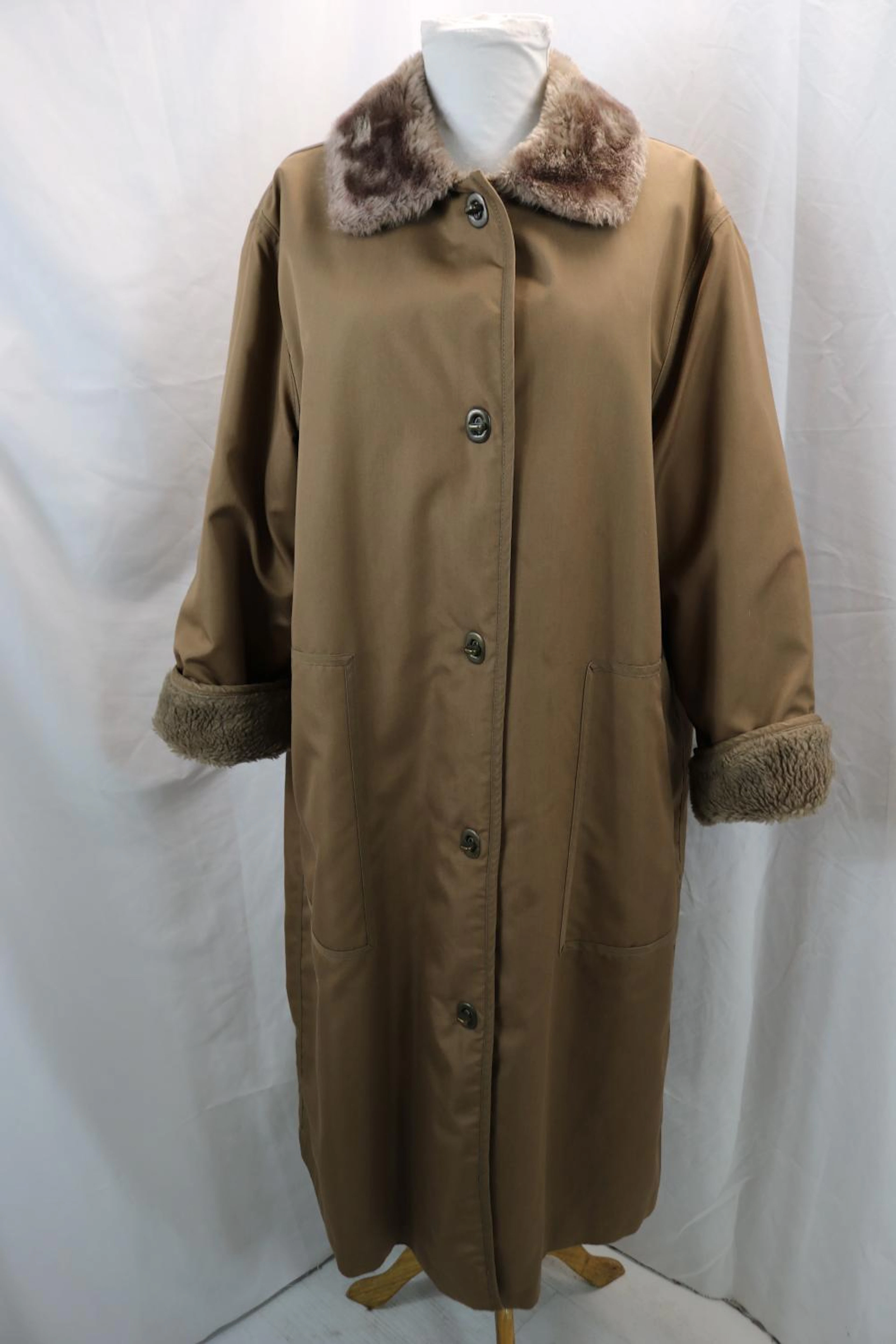 Vintage 1970's Bonnie Cashin for Russel Tayler Faux Fur Lined Rain Coat