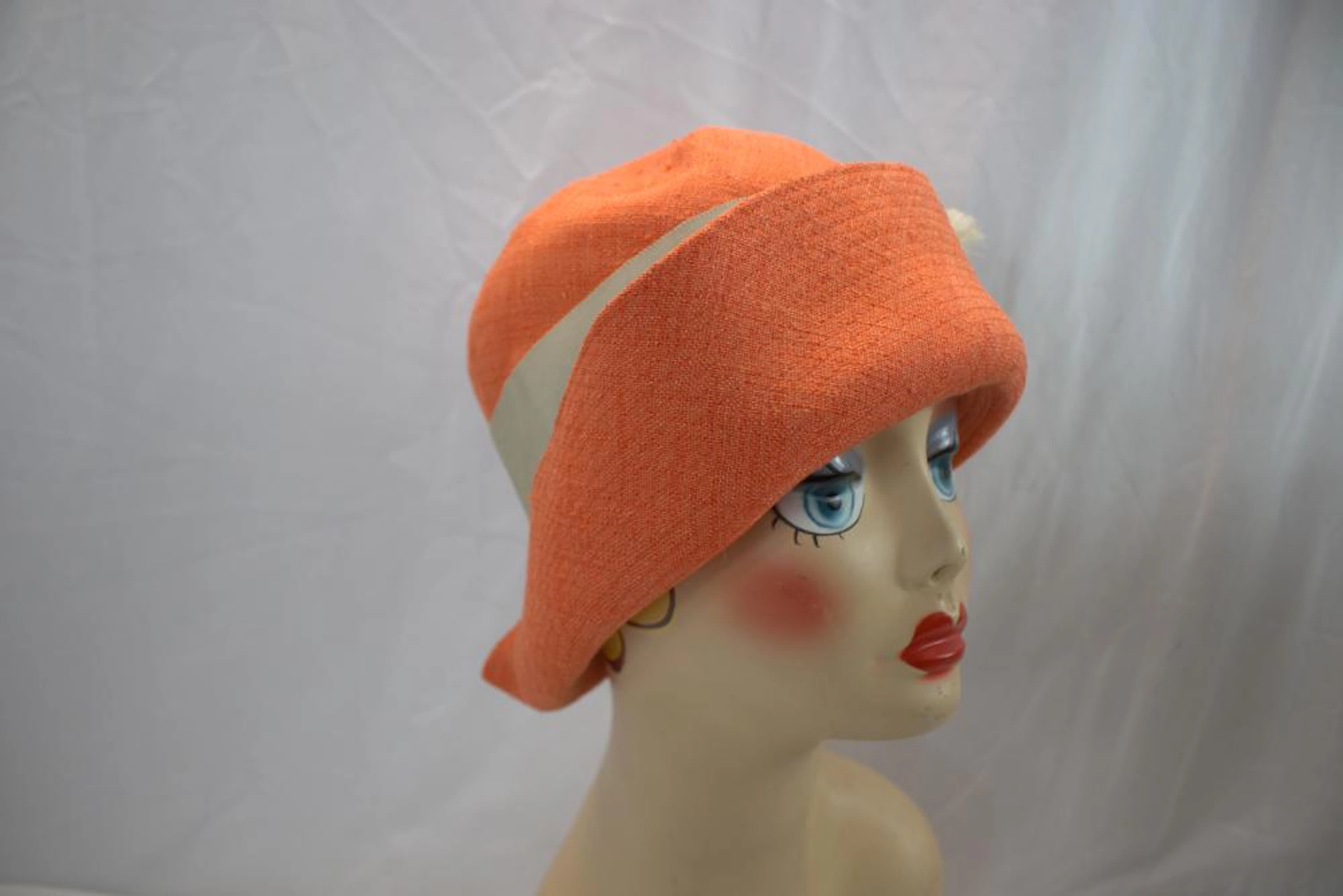 Vintage 1960's Jo Davis Orange Bumper Style Hat