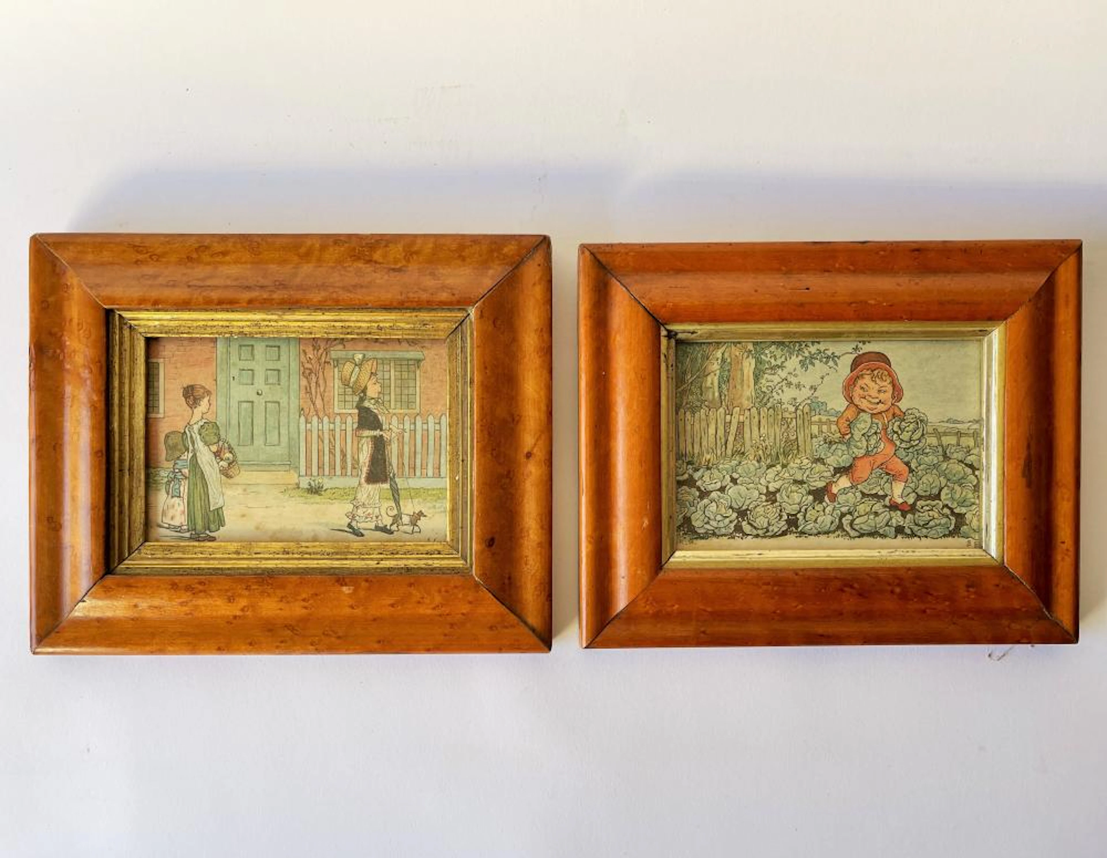 EAR PAIR 19TH CENTURY BIRD?S EYE MAPLE FRAMES