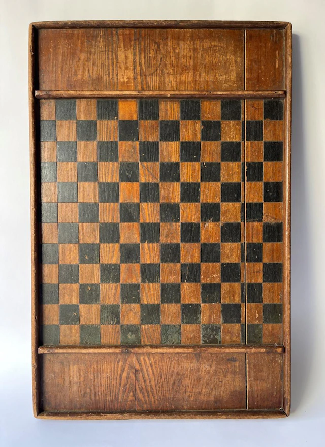19TH CENTURY LARGE TWO-SIDED COUNTRY GAME BOARD