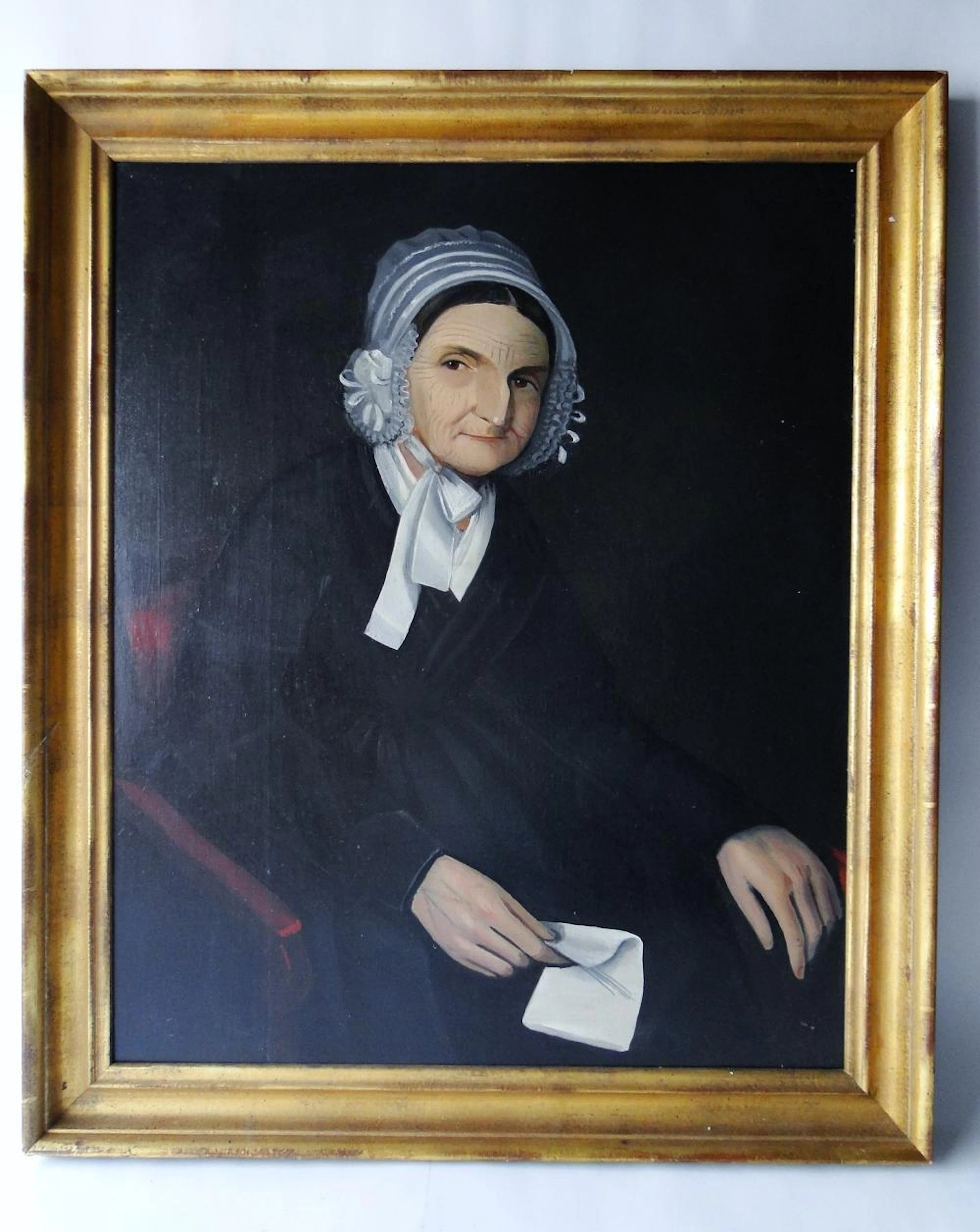 OIL PAINTING ON CANVAS PORTRAIT OF A LADY BY AMMI PHILLIPS