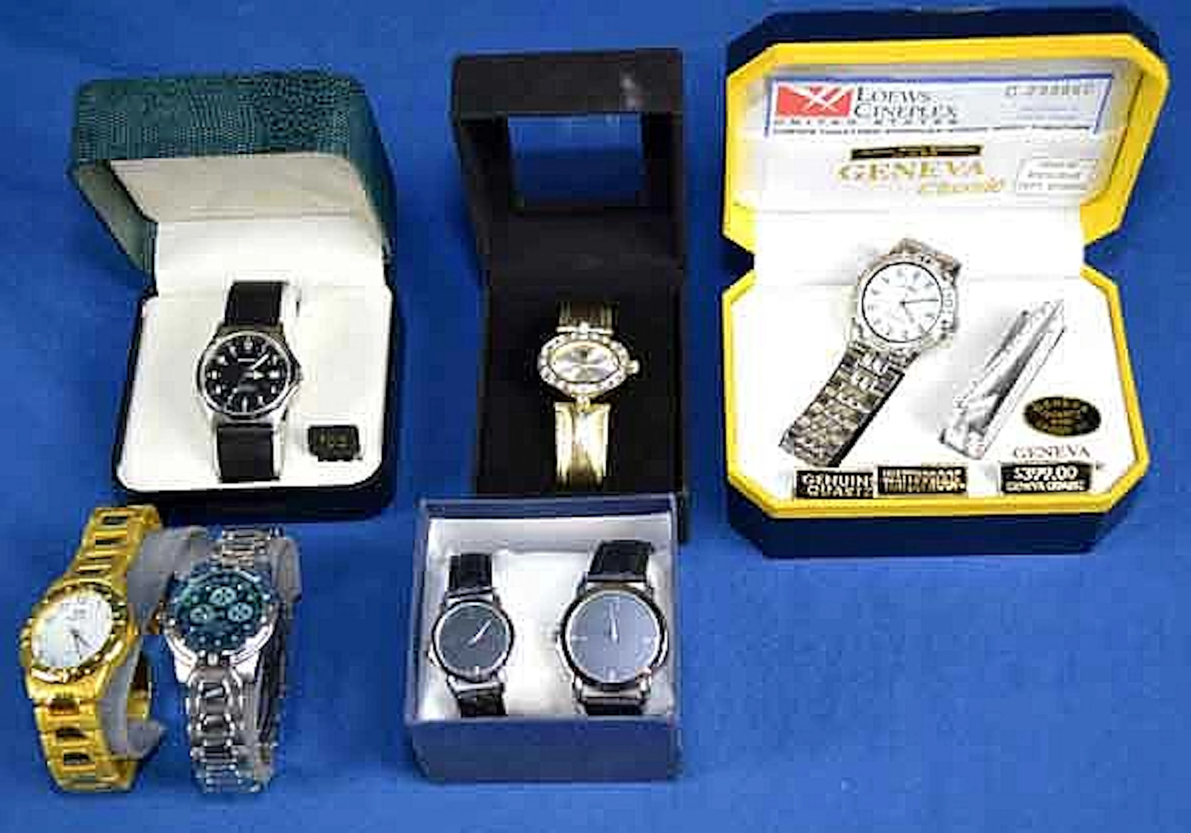 SEVEN(7)ASSORTED WATCHES Included are Geneva, Precision, Denacci. Some are still in original boxes. Condition, age appropriate wear. All items are sold as is