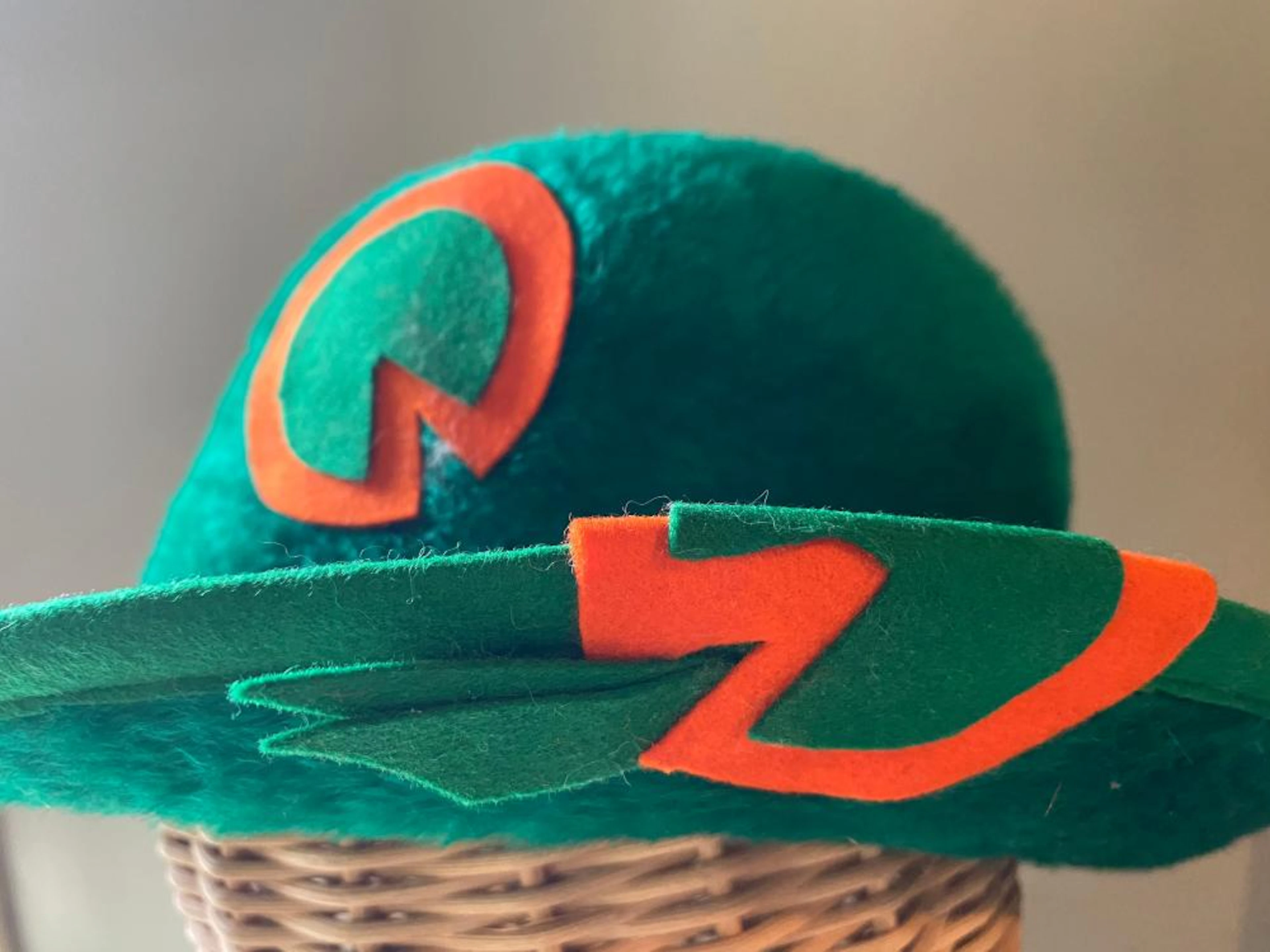 Vintage Schiaparelli Green and Orange Lasy?s Hat Retailed by Jordan Marsh