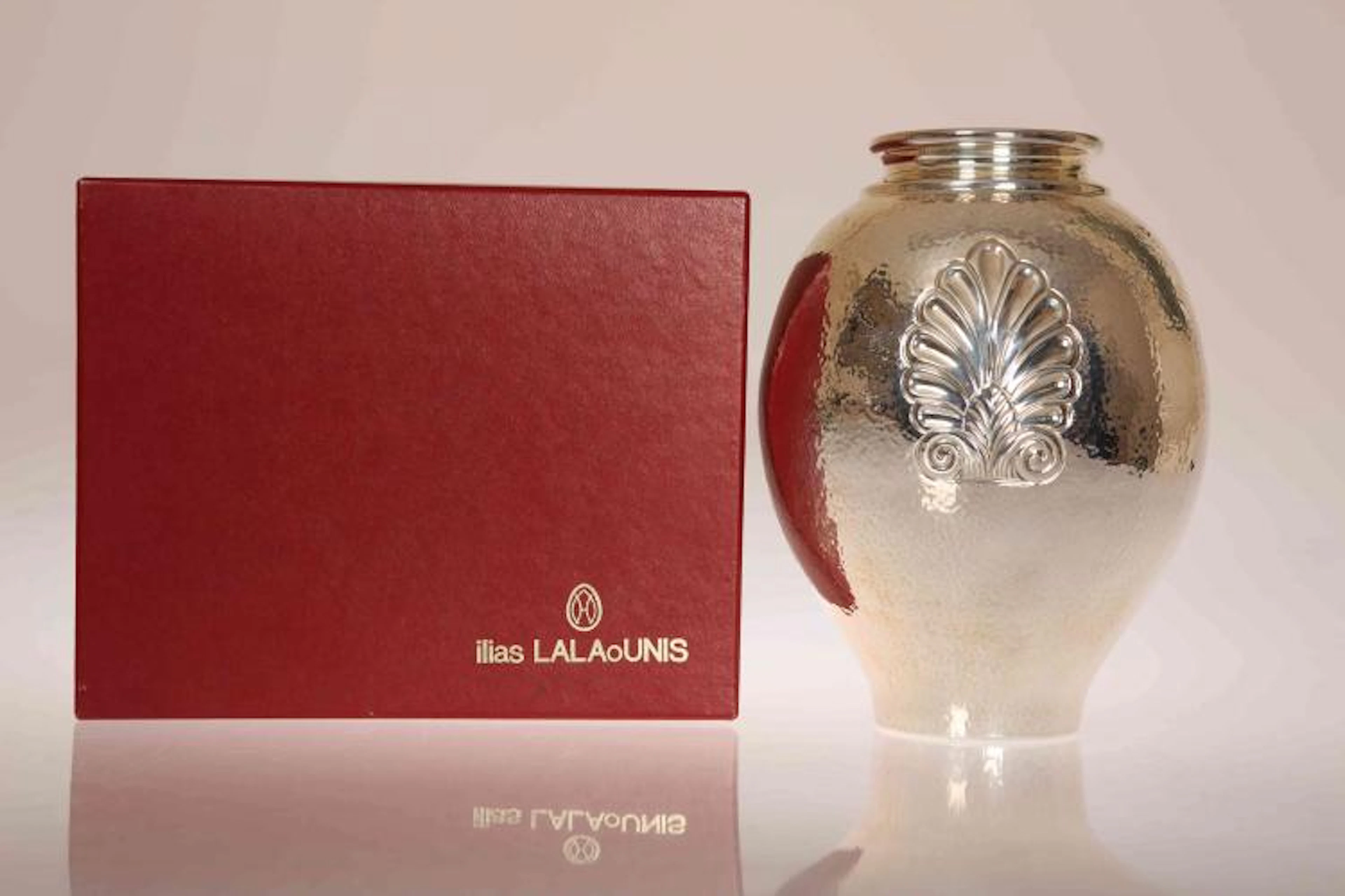 A GREEK STERLING SILVER VASE BY ILIAS LALAOUNIS (1920-2013), of baluster fo