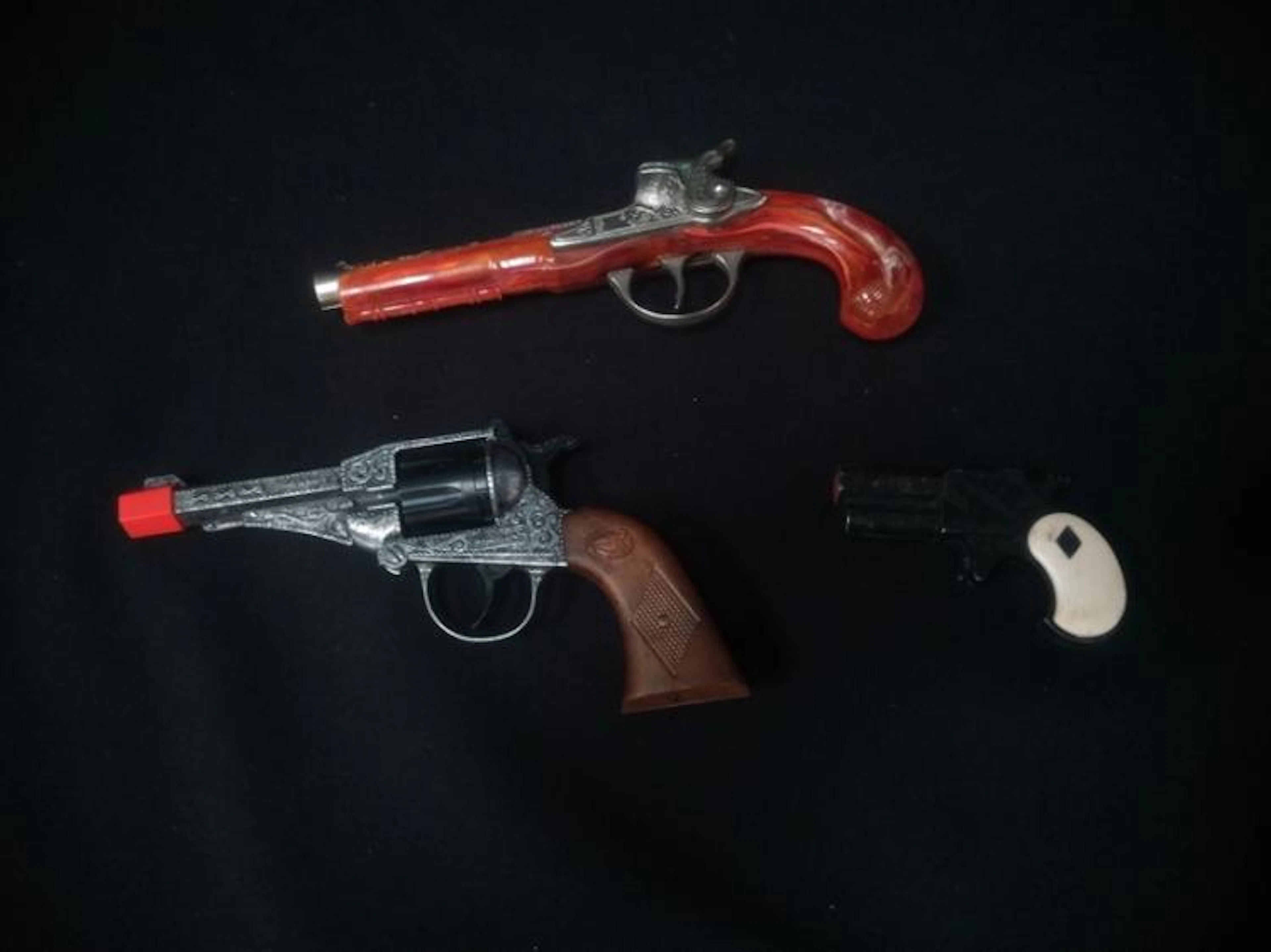 (3) Hubley & Edison Giocattoli Cap Guns