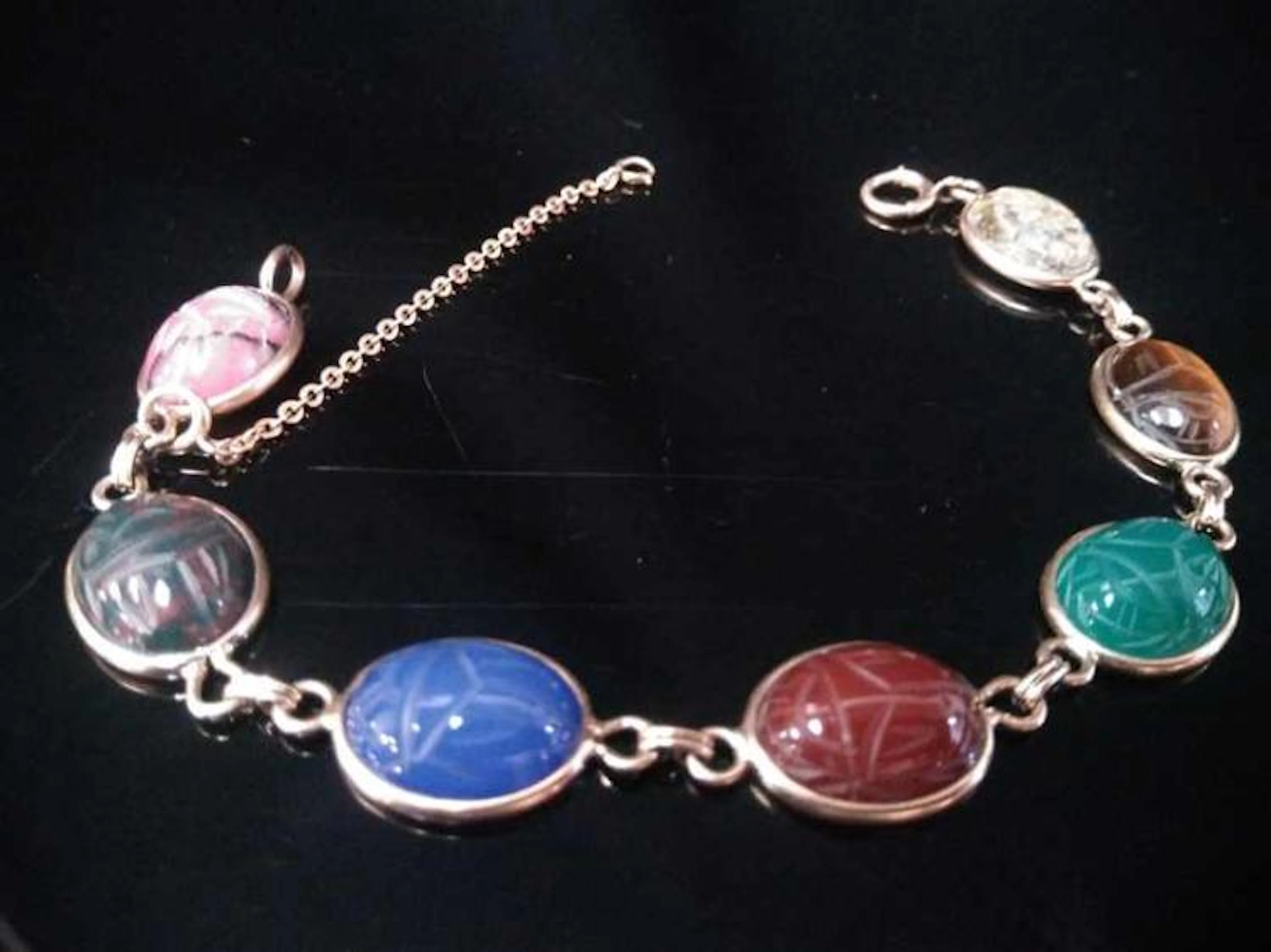 Vintage 14K YG Scarab Link Bracelet.