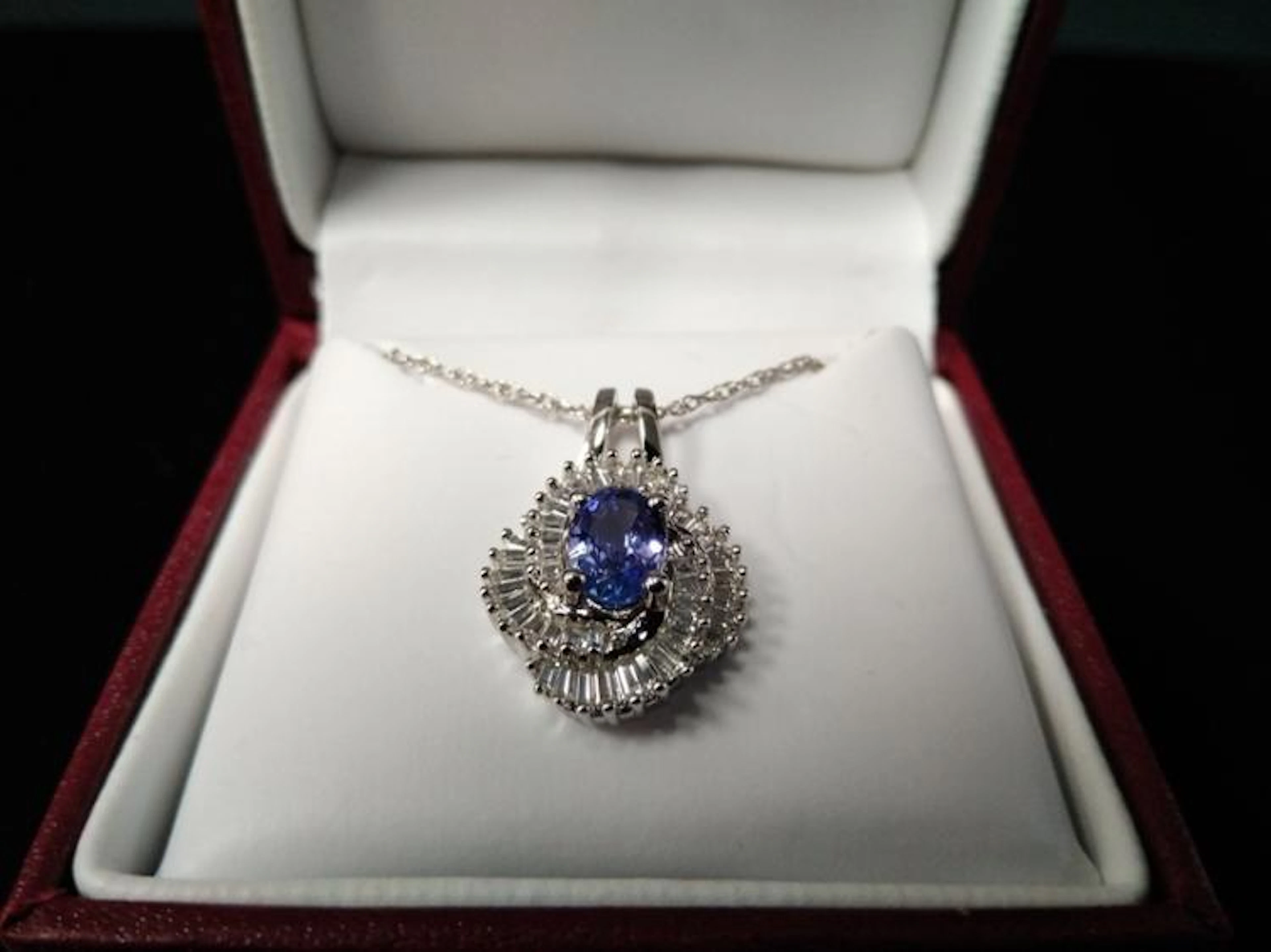 Sterling Tanzanite/Diamond Pendant Necklace.