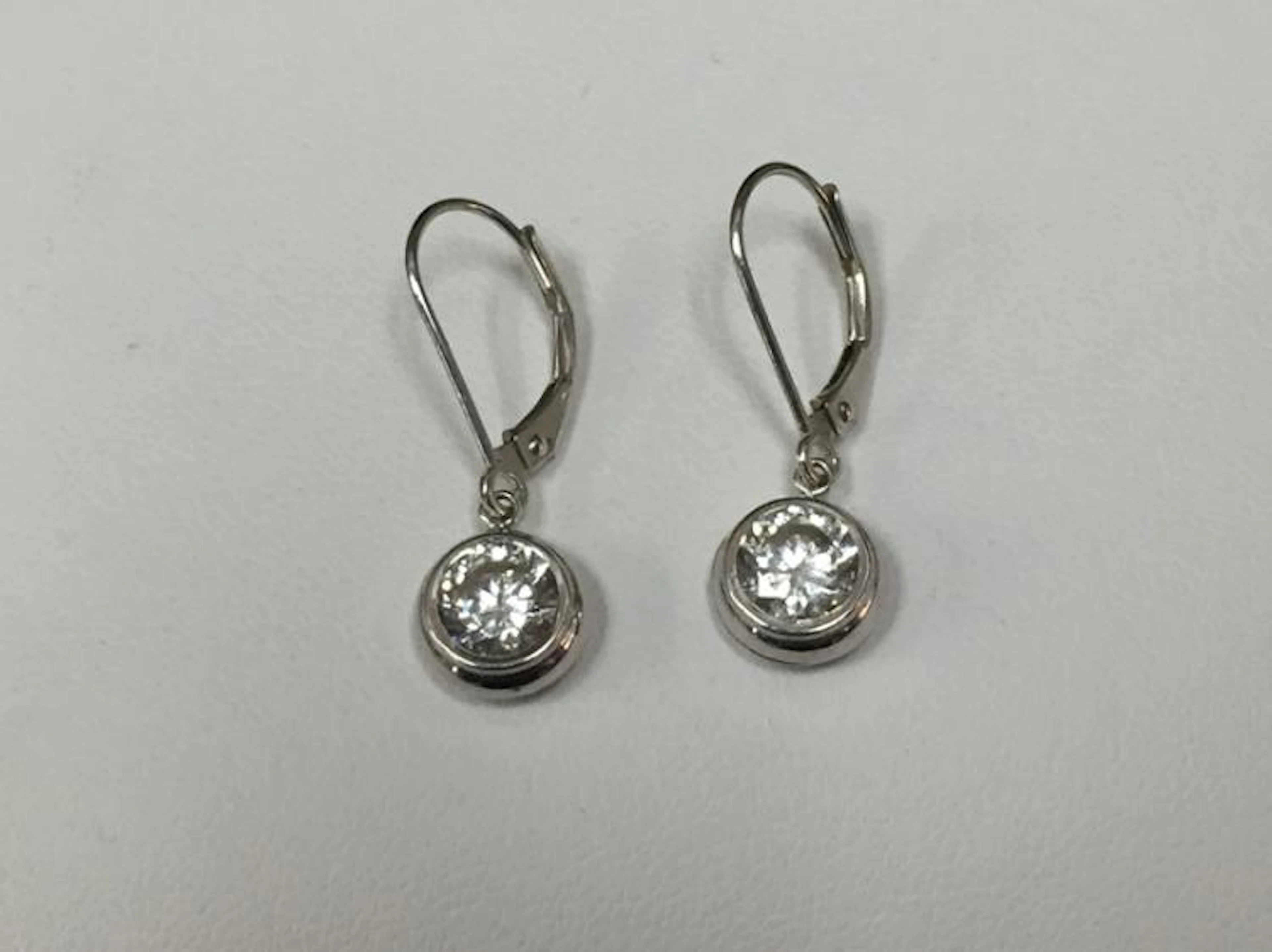 14K Diamonique Lever Back Earrings