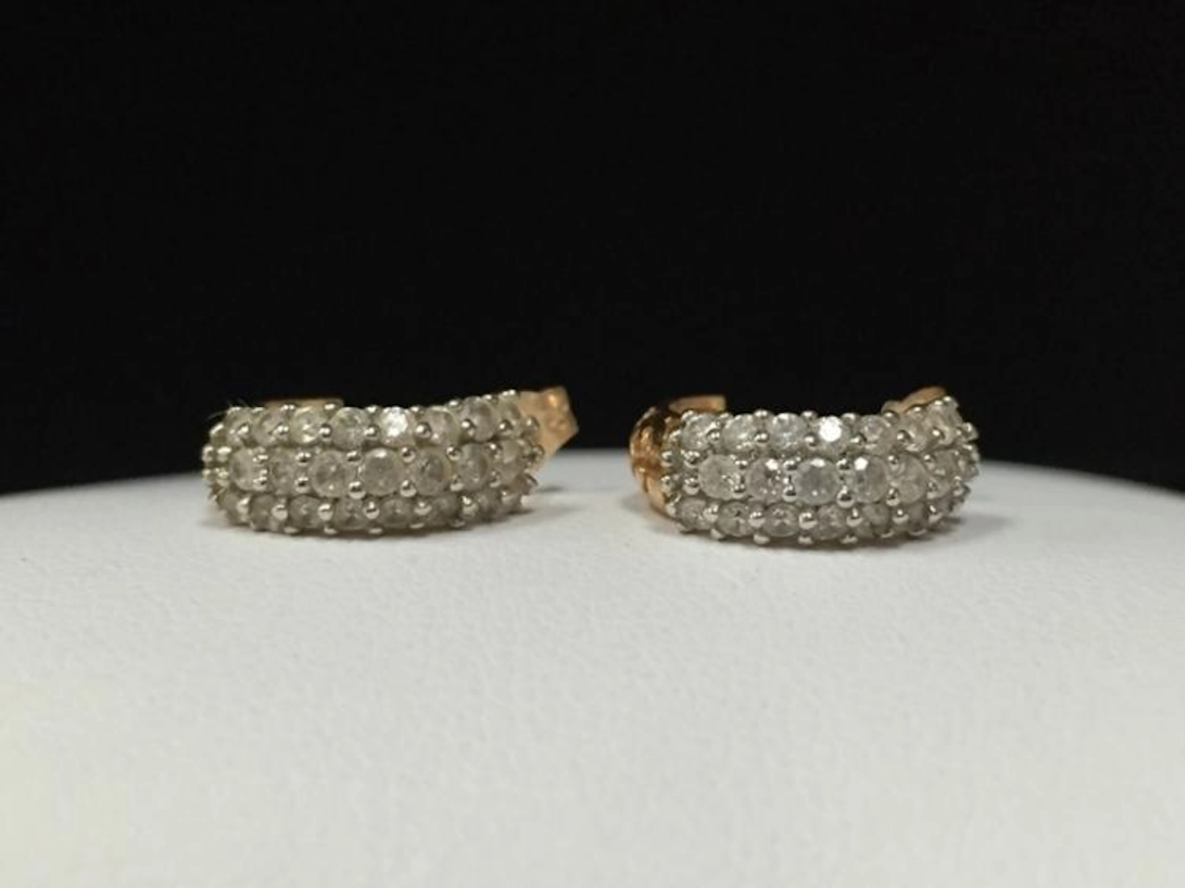 14K Diamonique Hoop Earrings