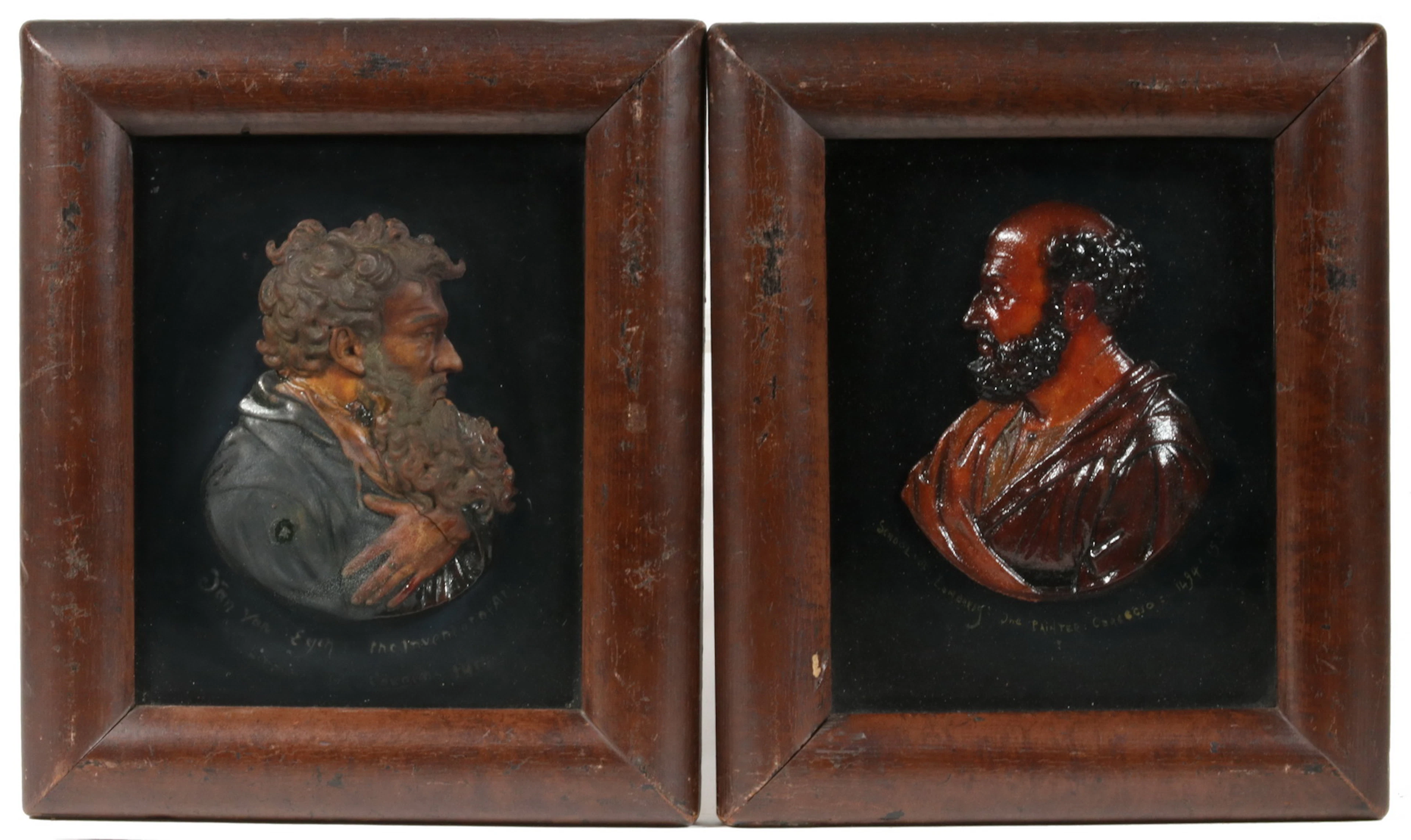 PR FRAMED WAX RELIEF PORTRAITS OF EARLY ARTISTS