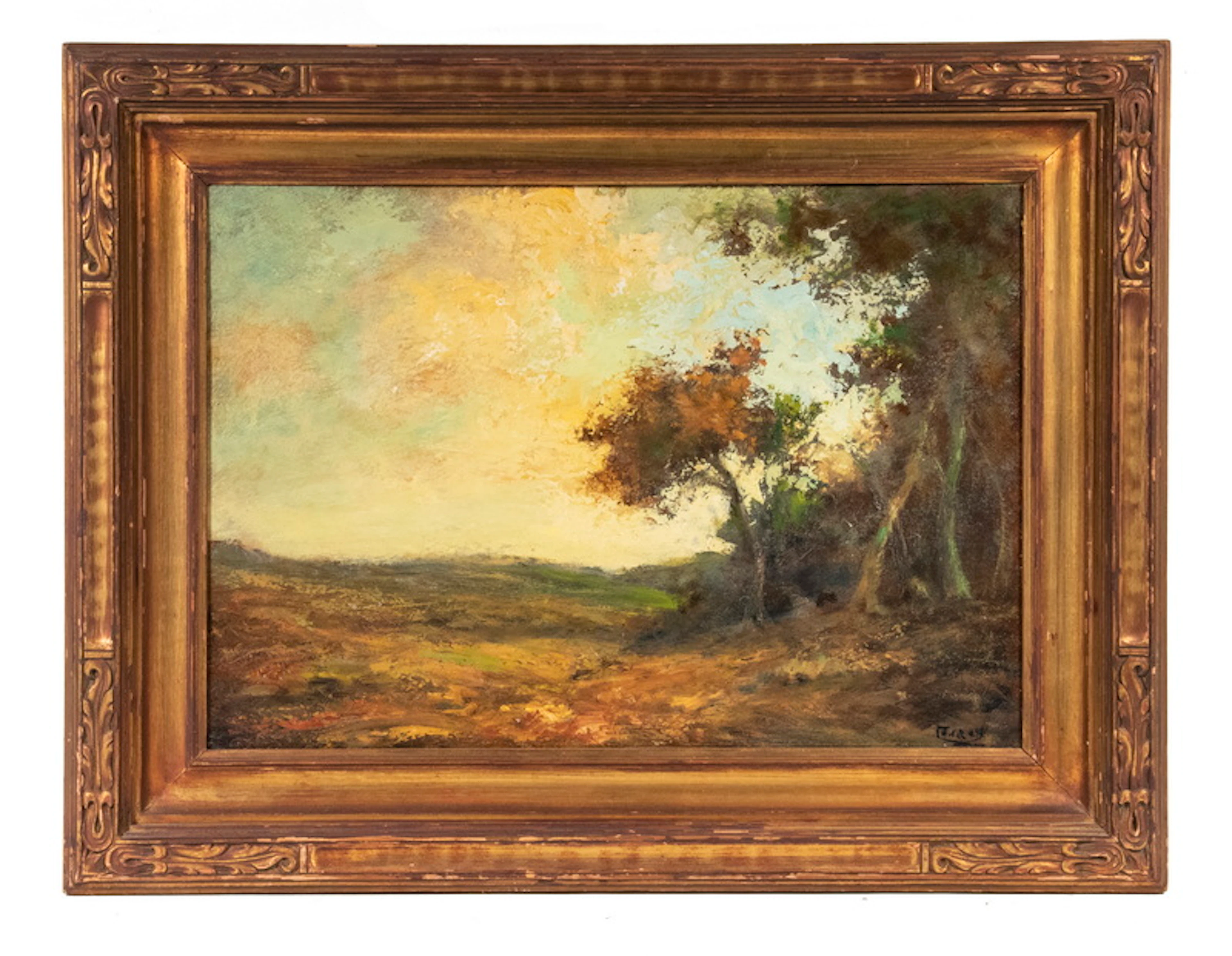 TONALIST LANDSCAPE PAINTING, ILLEGIBLY SIGNED